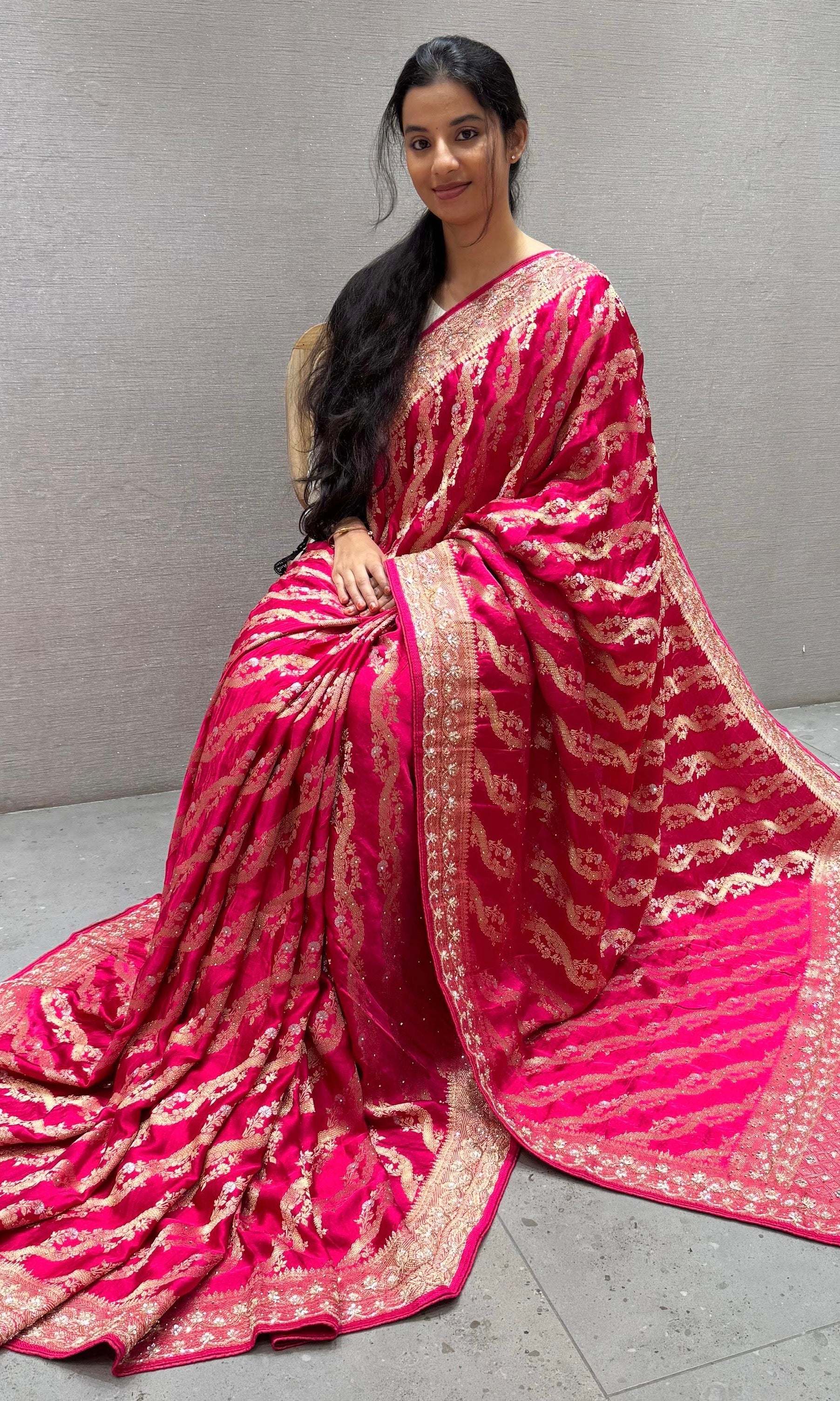 Pink Banarasi saree