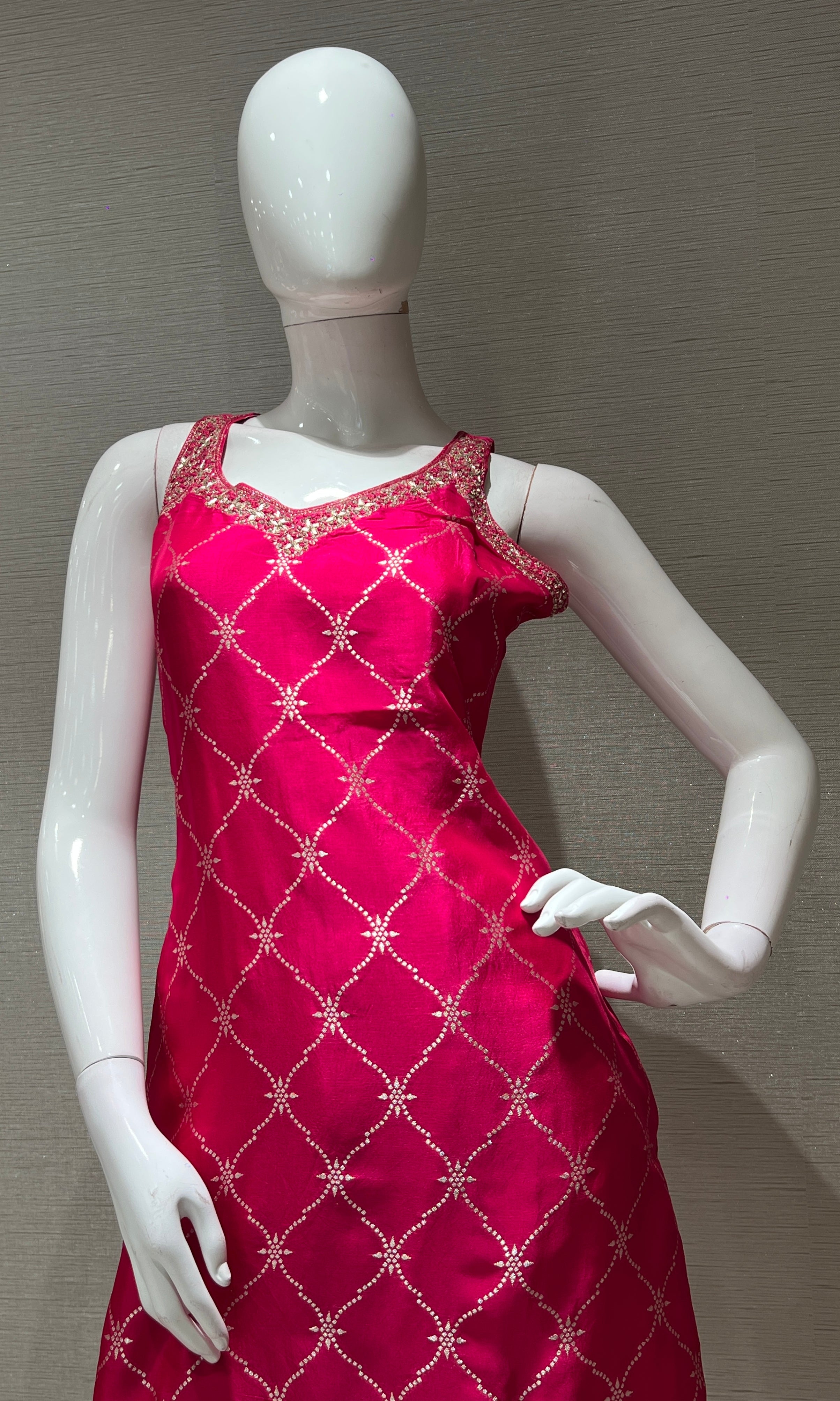 pink embroidered kurta set with a dupatta