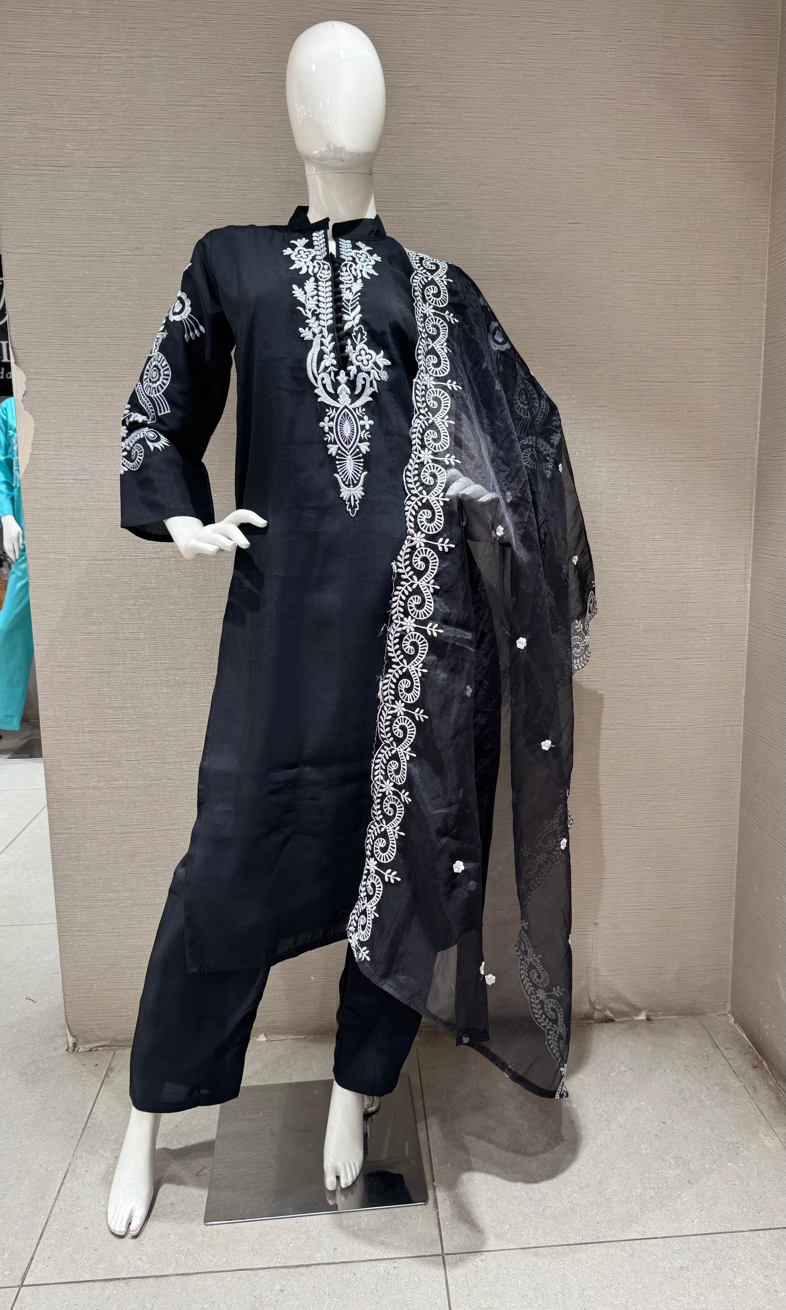 Black Silver & Black Ethnic Kurta set