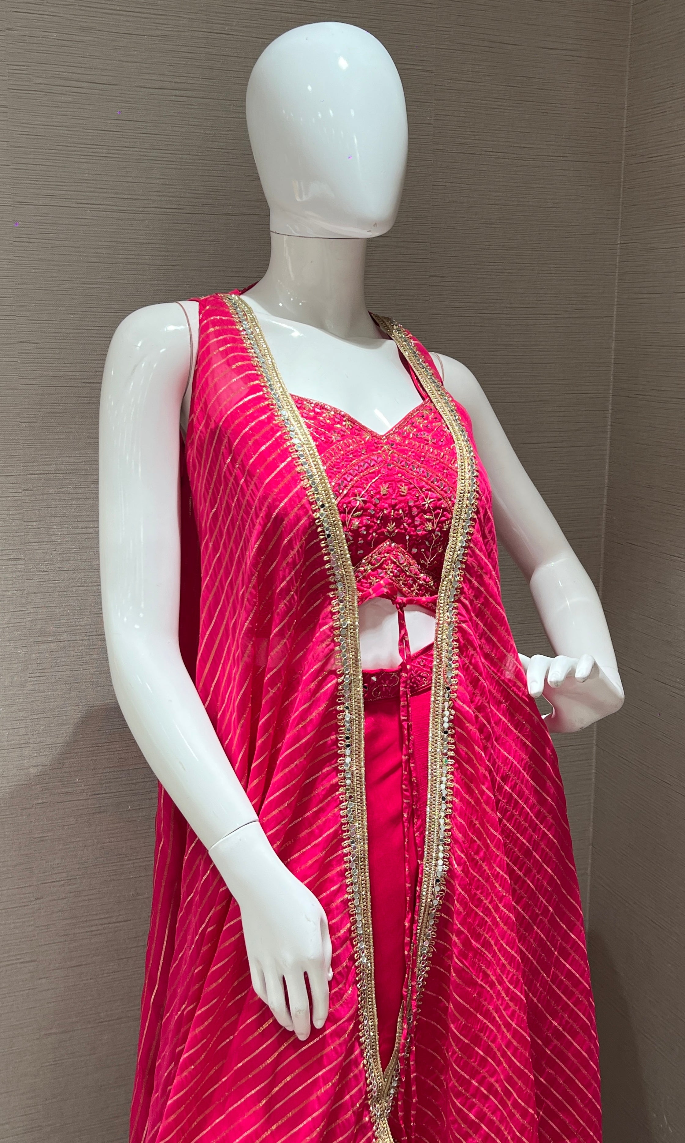 Pink palazzo with cape
