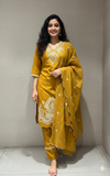 Mustard yellow EMBROIDERED kurta set