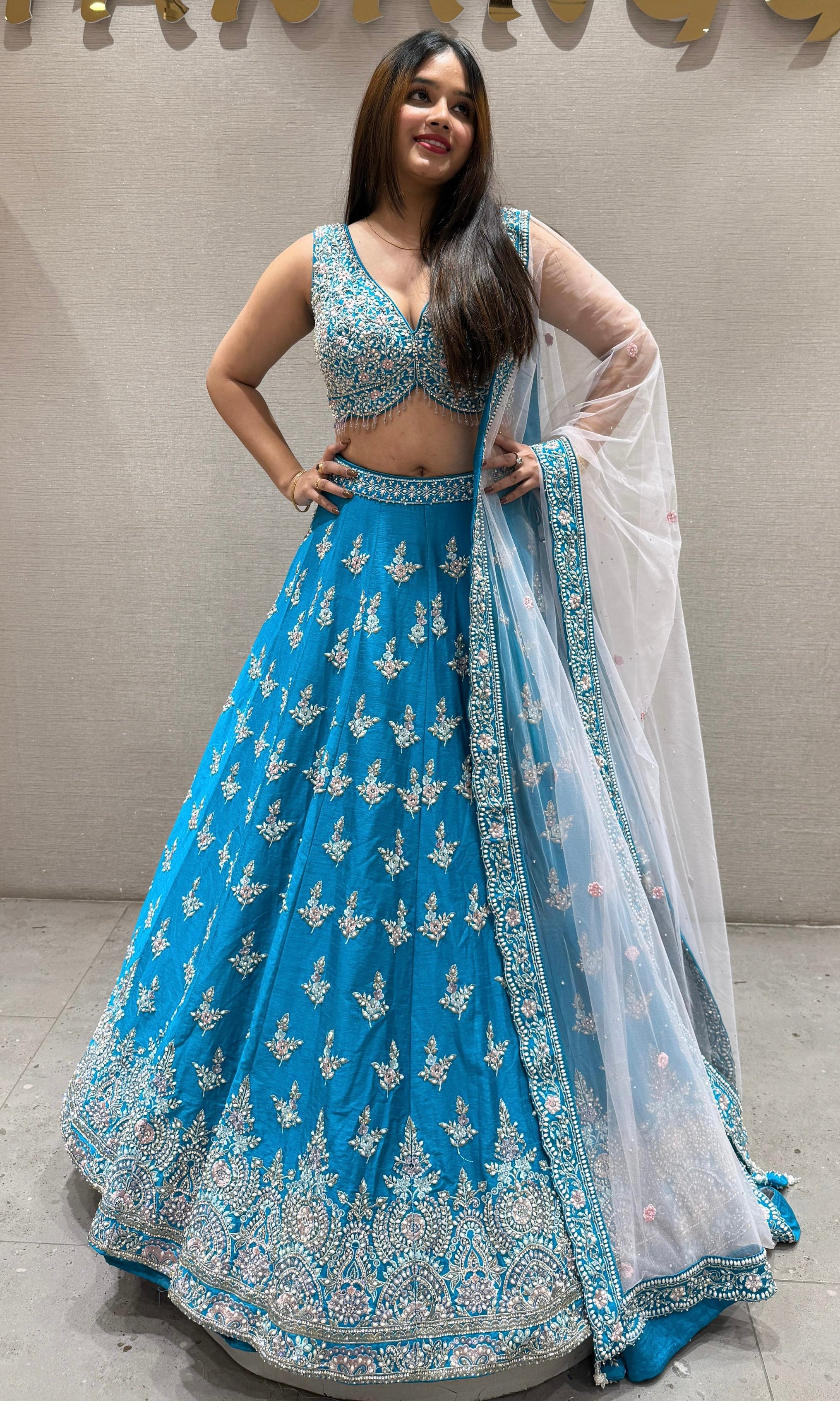 Rama blue Lehenga