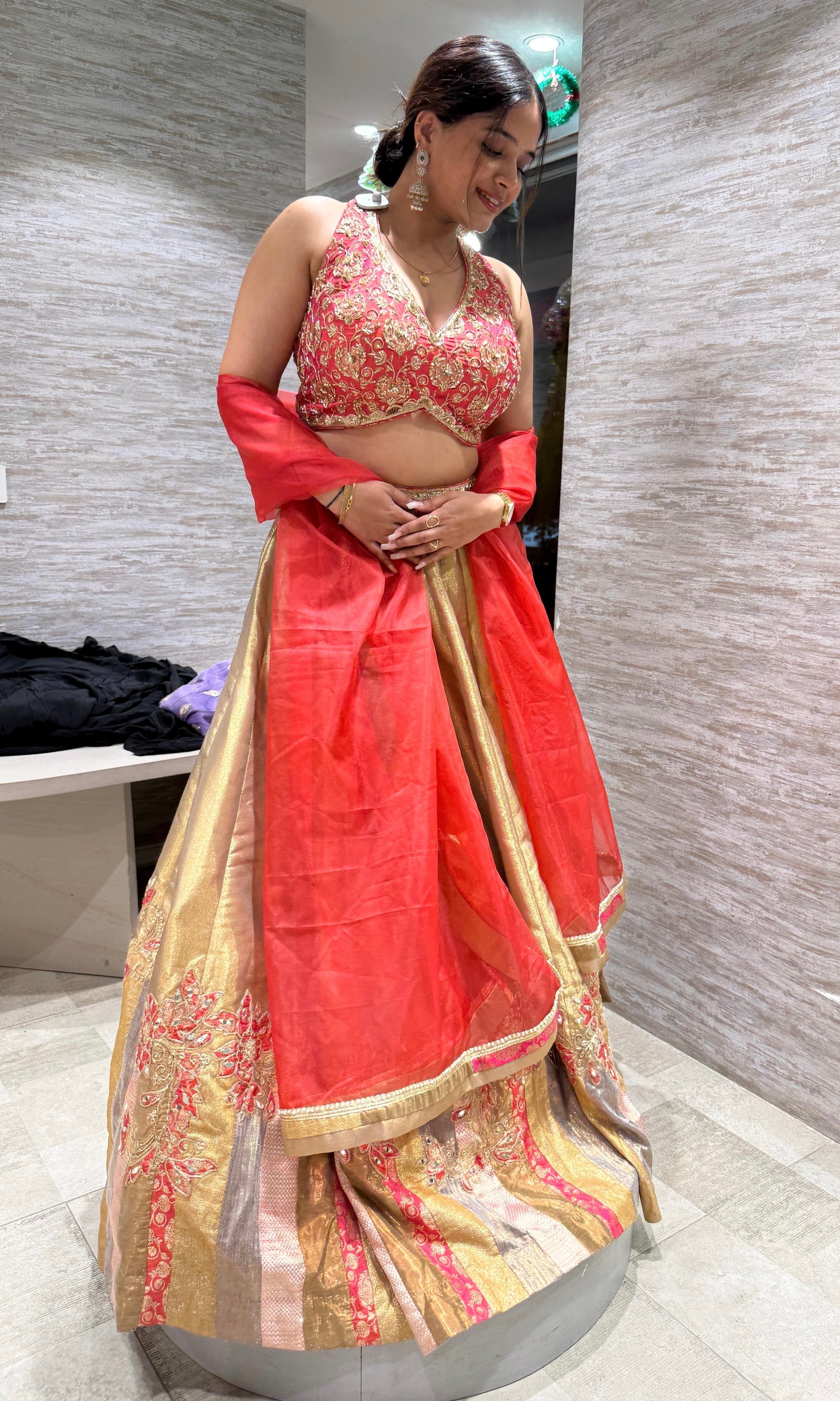 PINK and gold intricate embroiderY lehenga