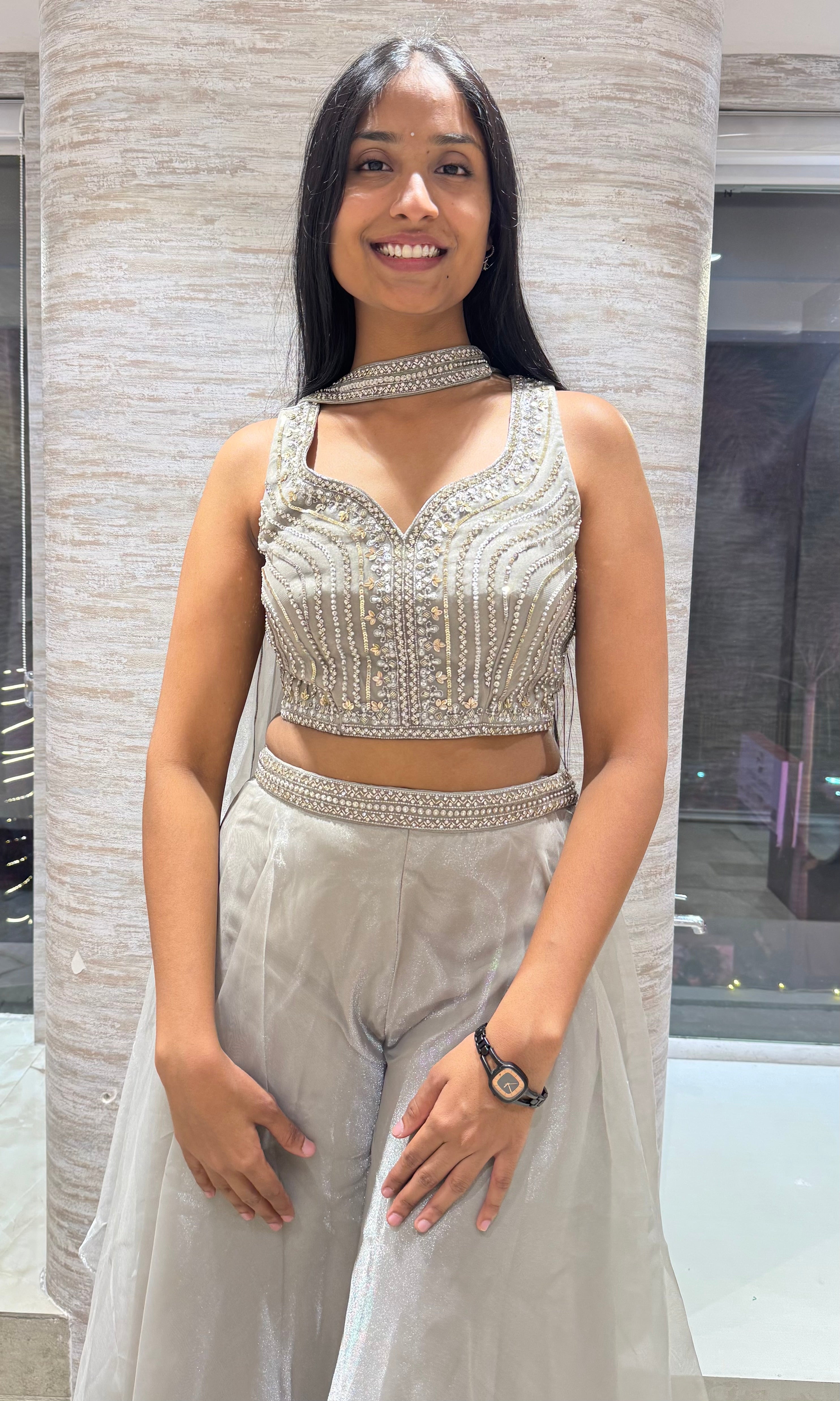 Silver Grey Embellished palazzo