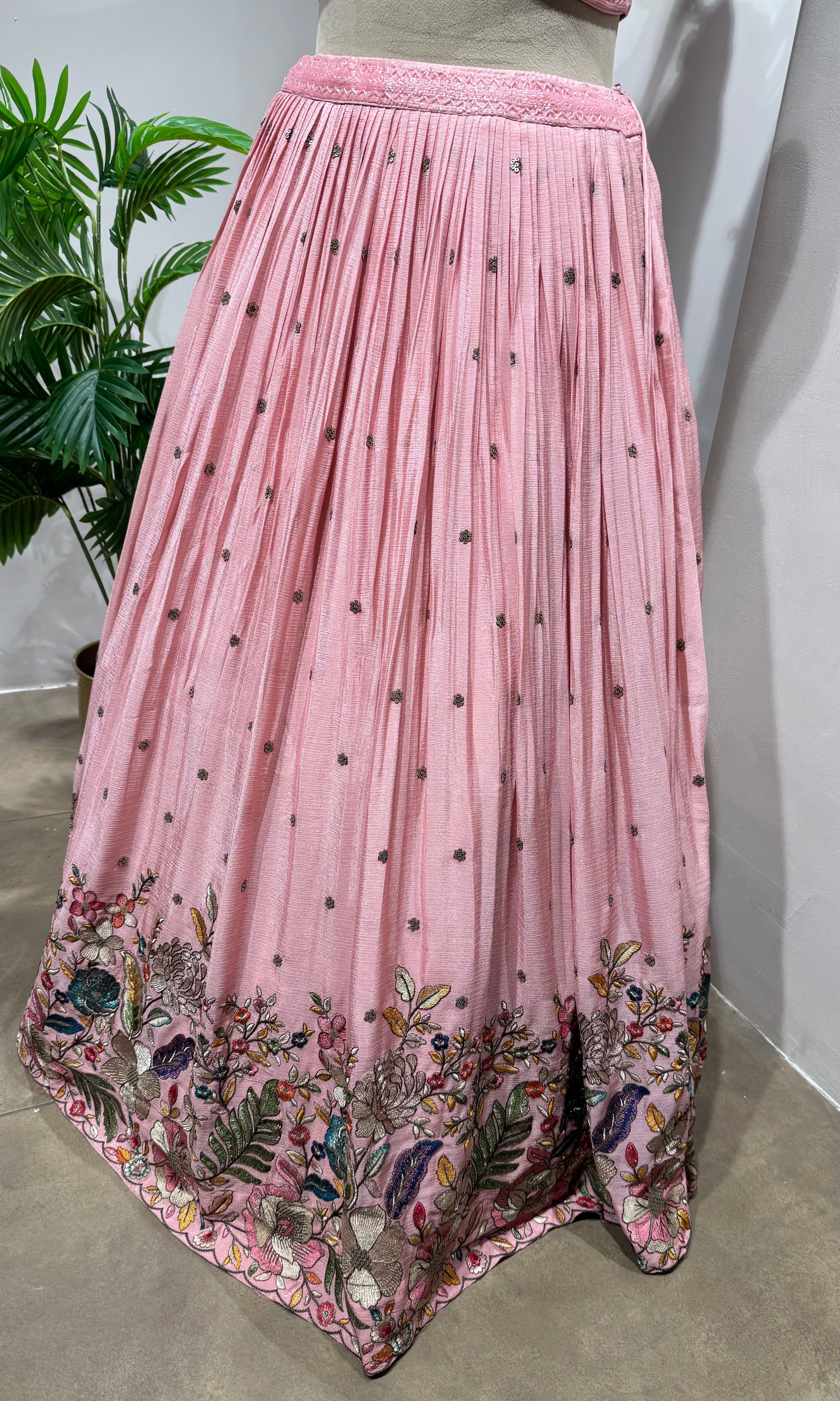 Blush Pink Lehenga Set with Embroidered BLOUSE