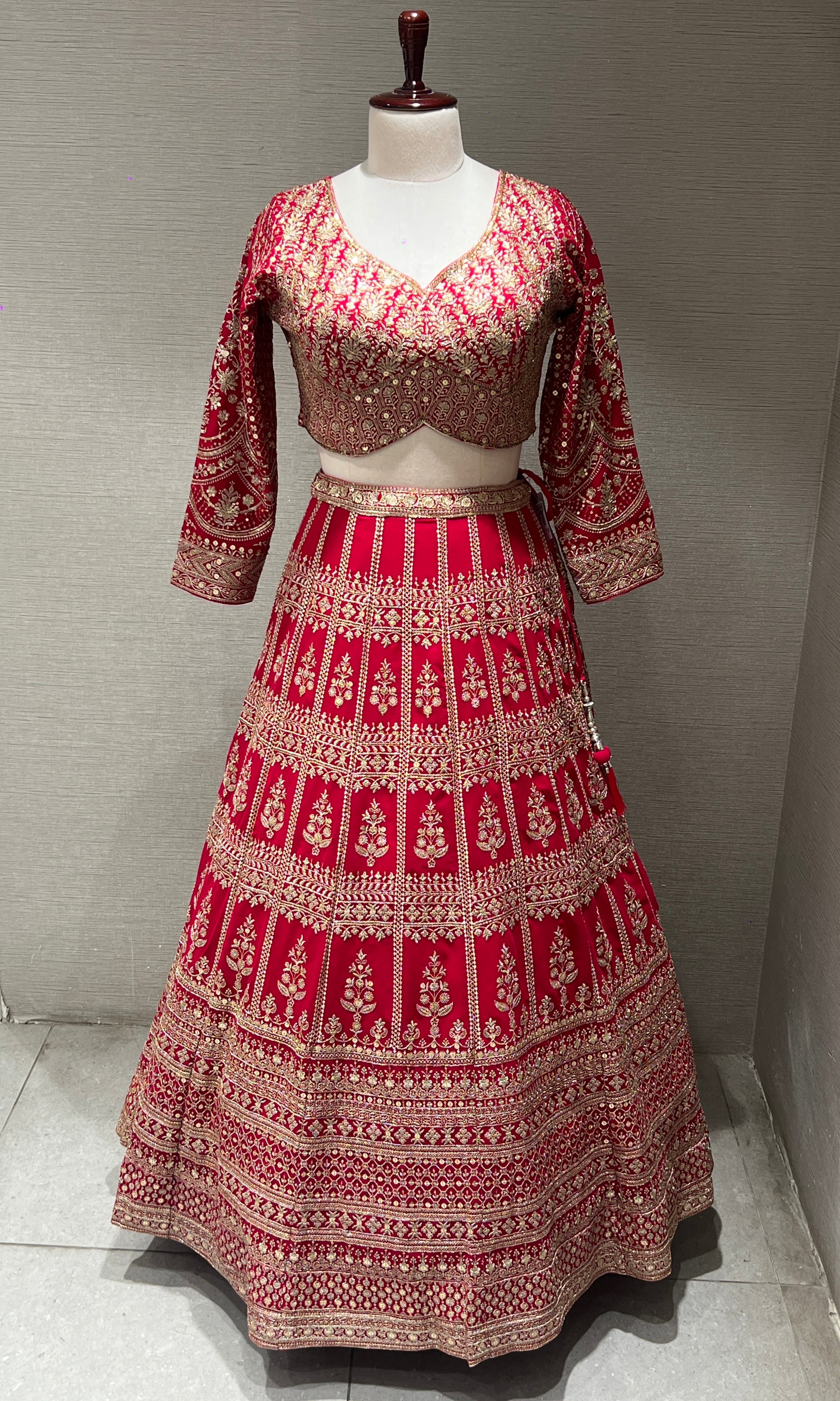 Pink Zari Lehenga with Golden Embroidery