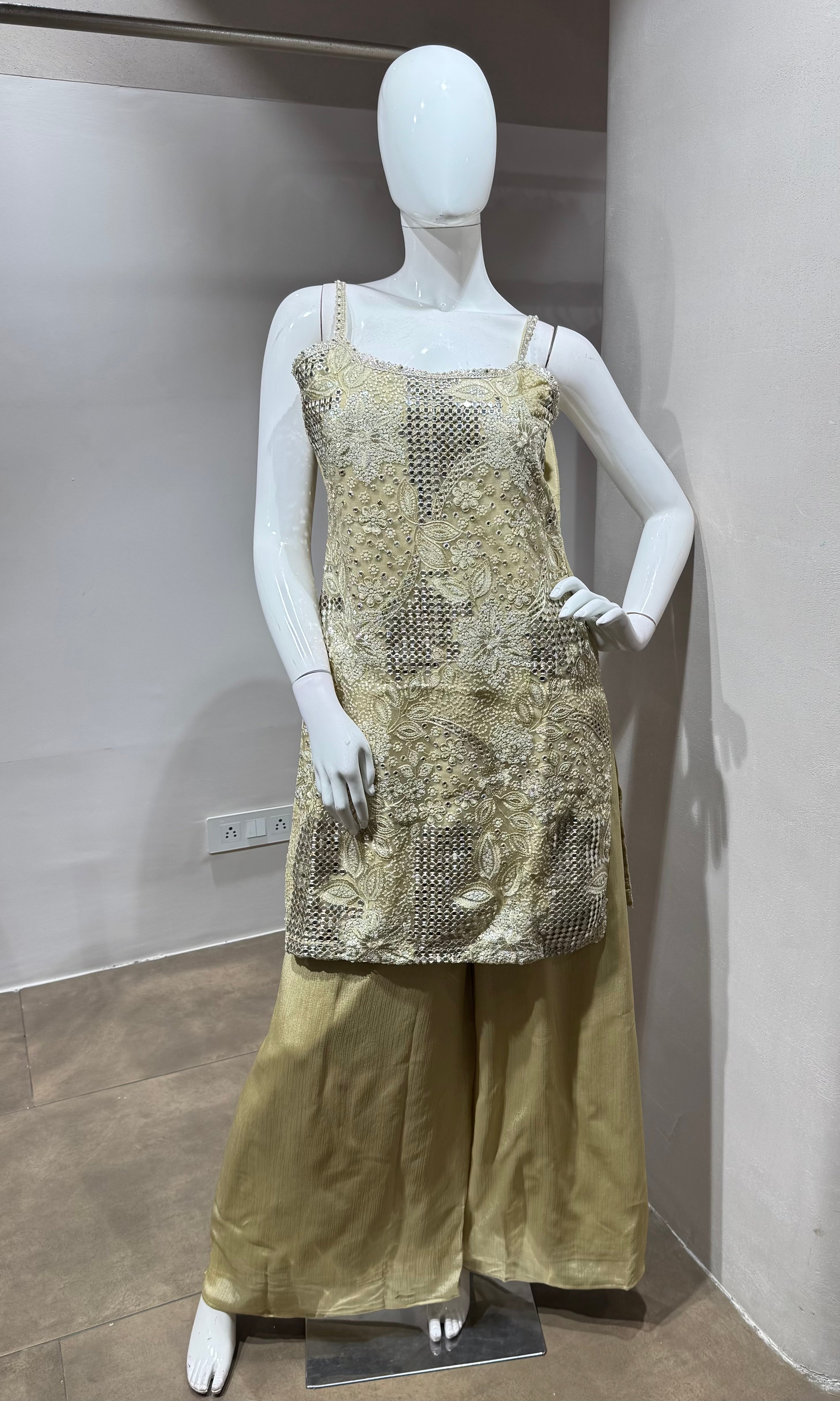 Gold Embroidered sharara Set with Dupatta