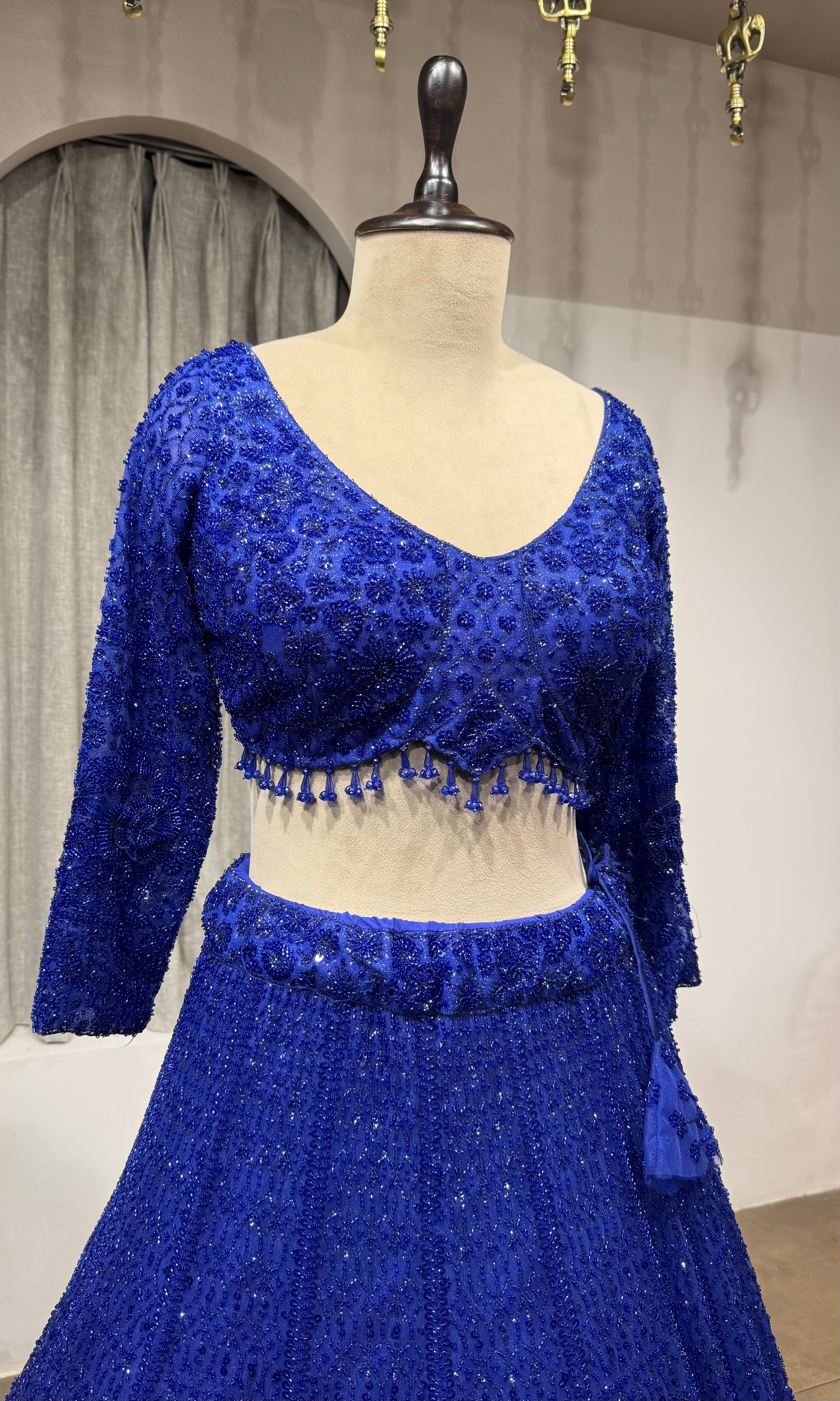 Royal Blue Crystal Embroidered Lehenga Set