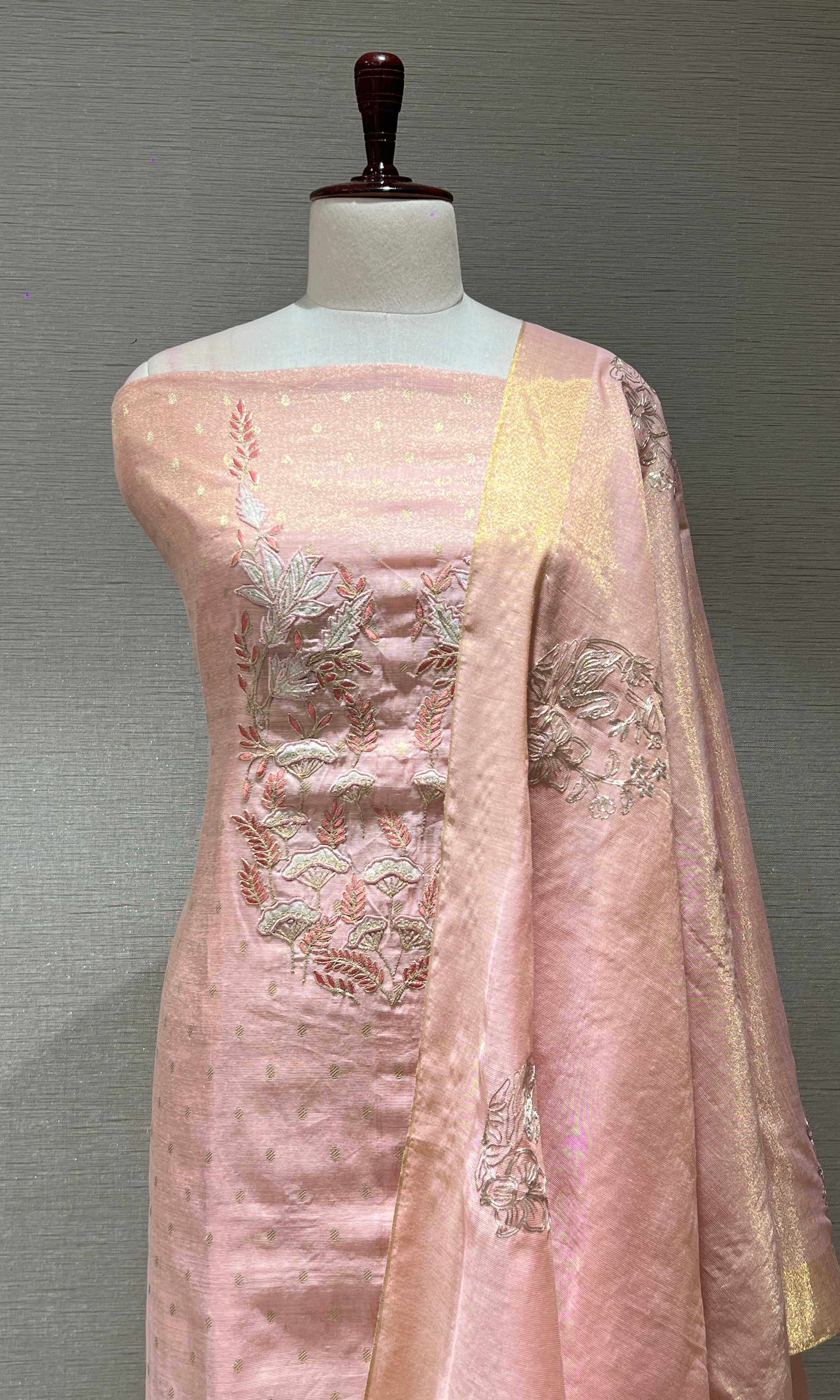 Peach dress material