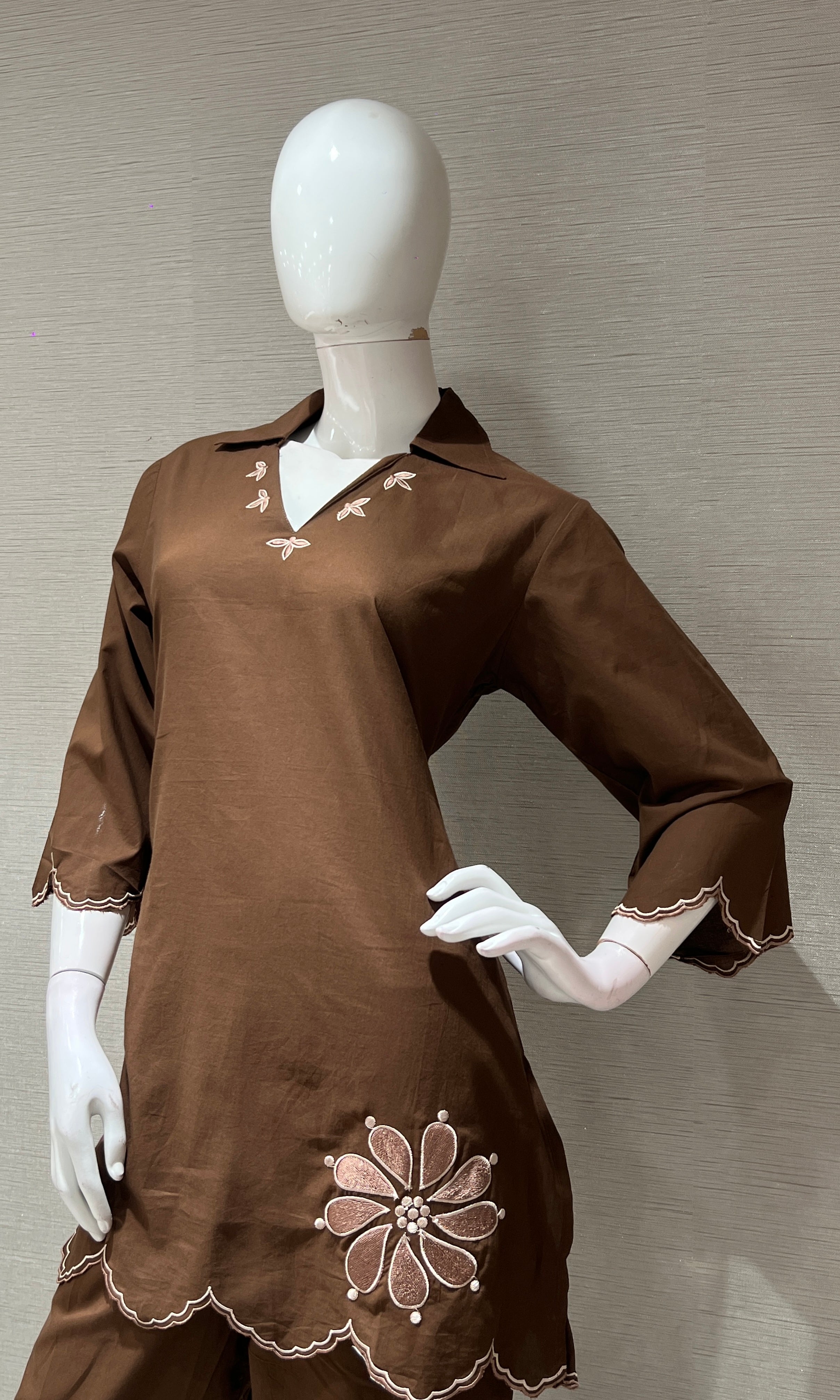 Brown FLORAL CORD SET