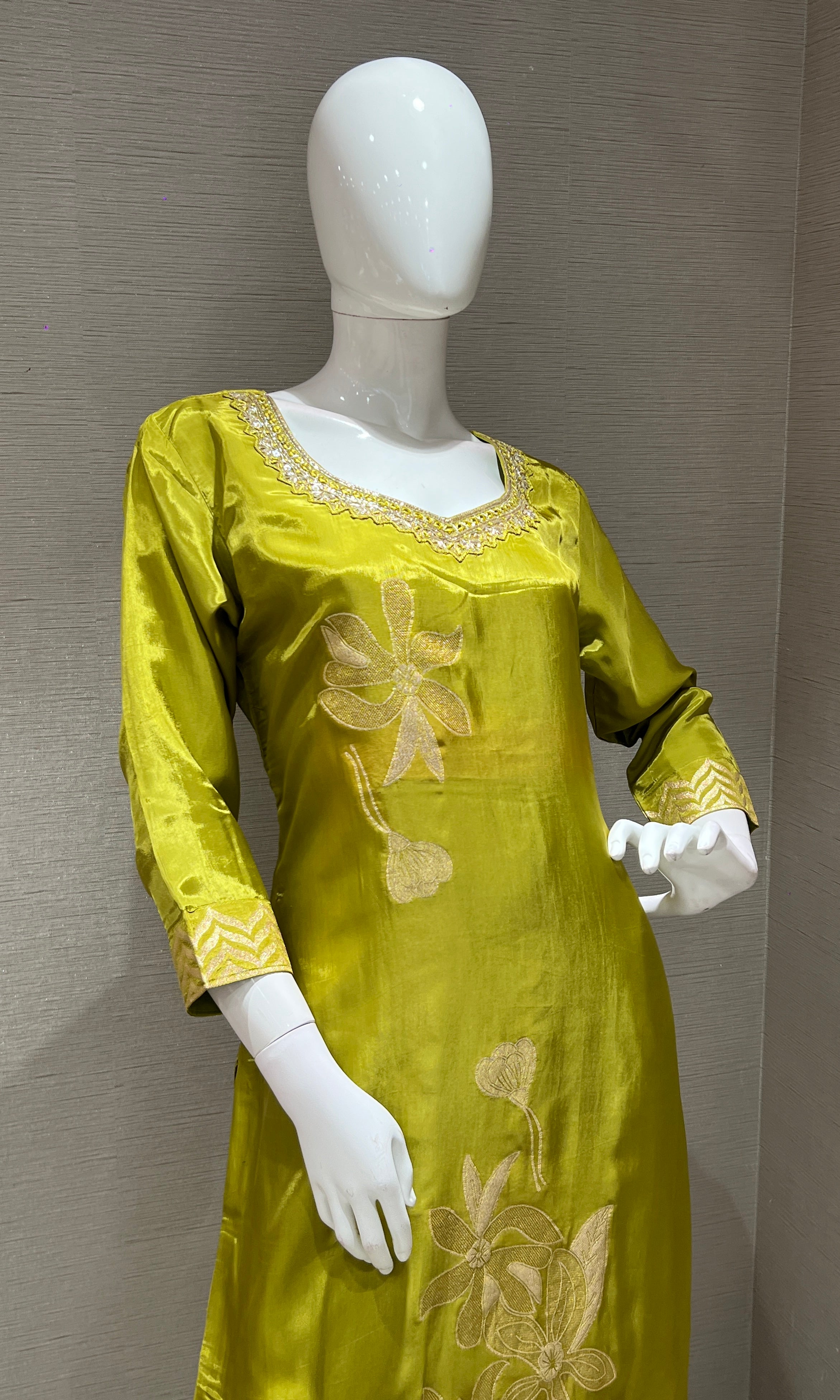LIRIL Golden EMBROIDERED KURTA SET