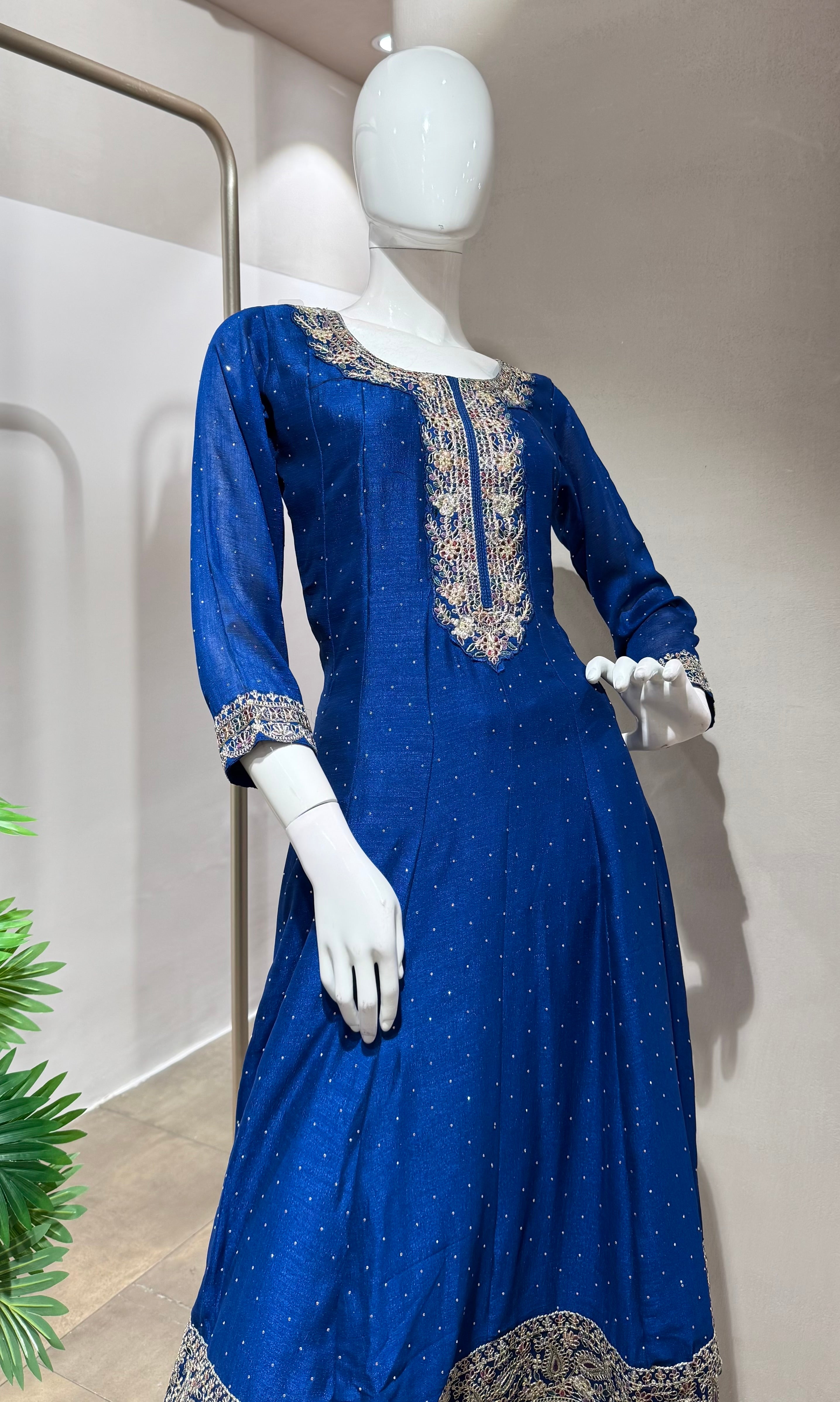 ROYAL BLUE GOLD EMBROIDERY ANARKALI