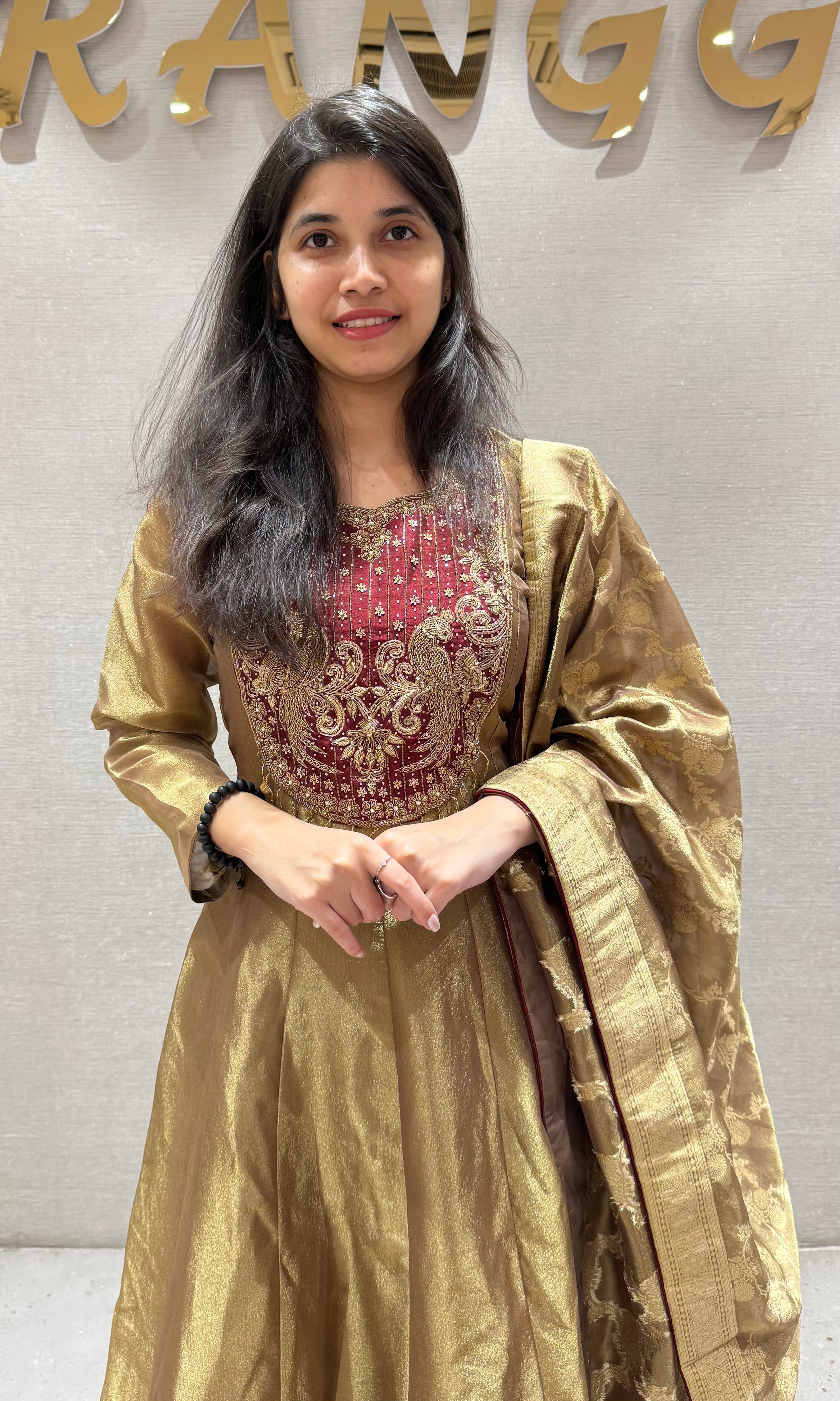Maroon AND GOLDEN EMBROIDERED ANARKALI