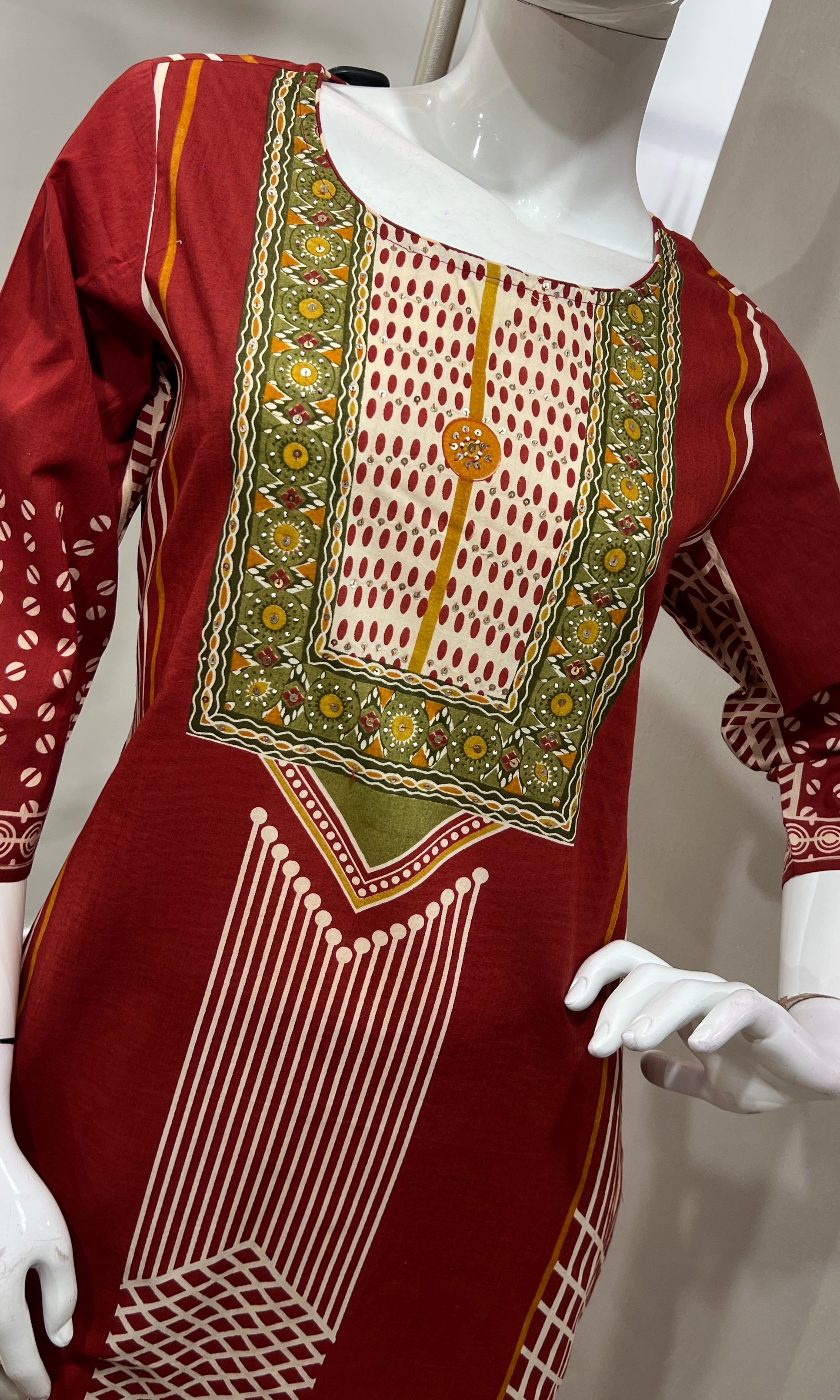 Red PRINTED kurta set