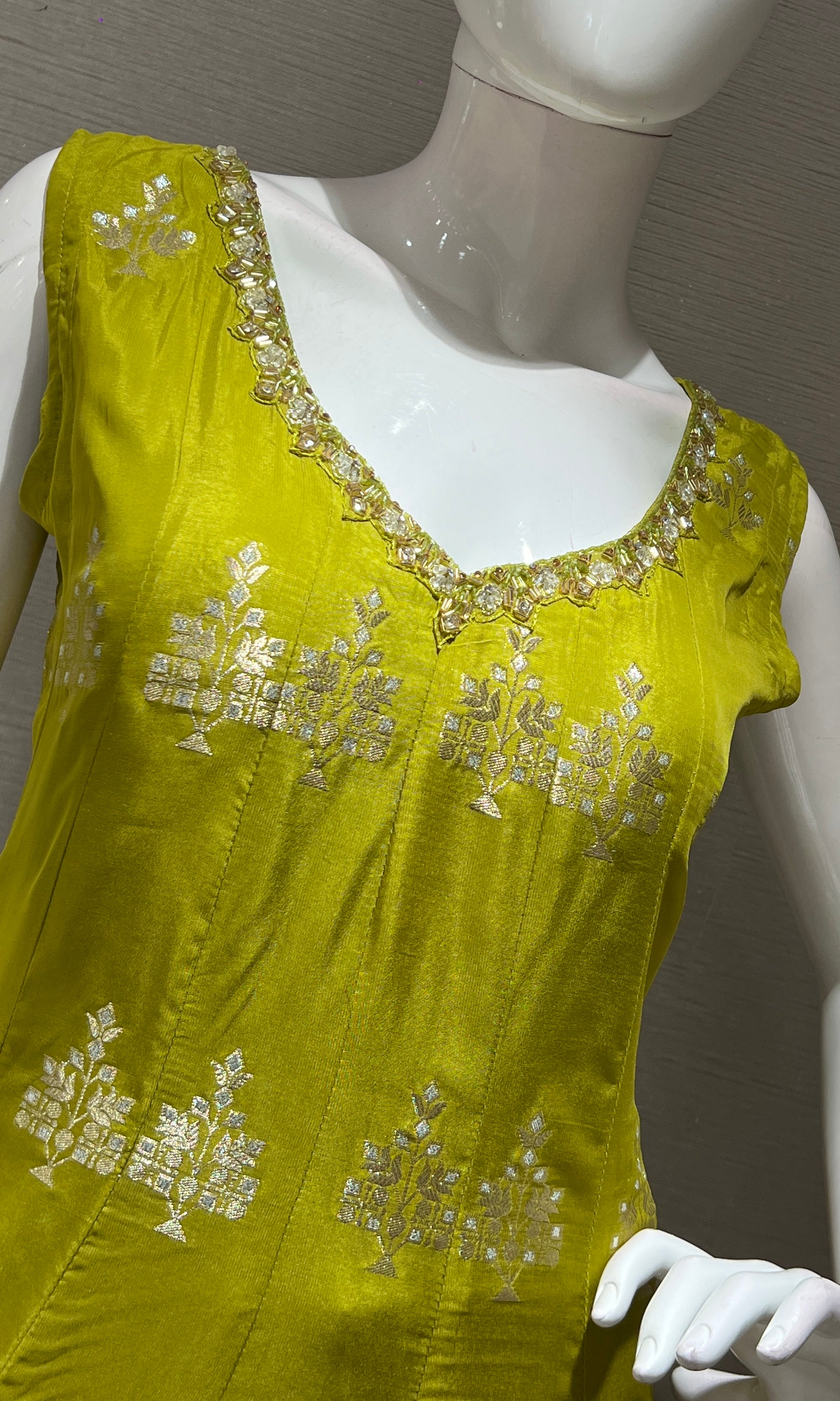 Green Anarkali with palazzo pants