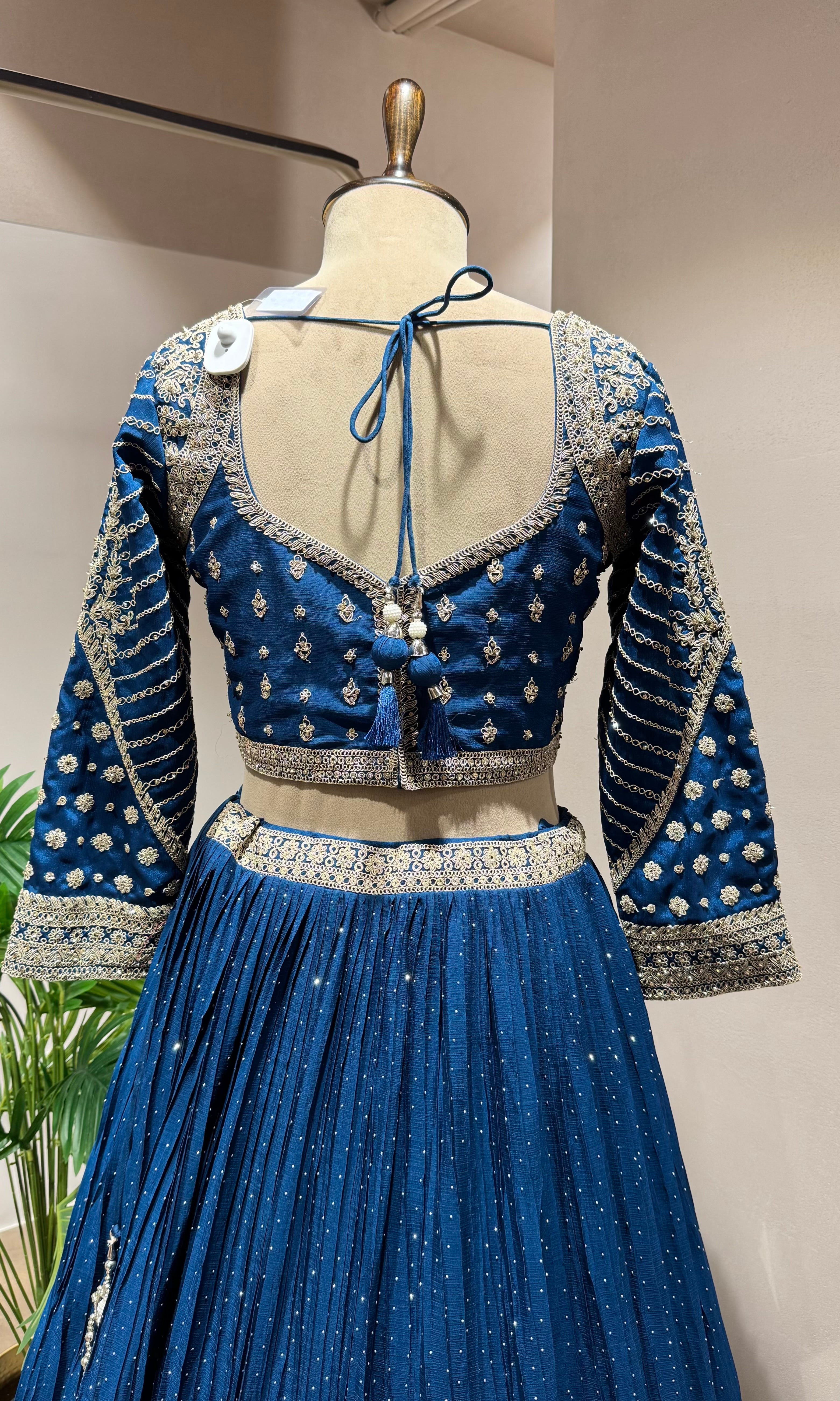 Royal Blue Lehenga with Intricate Zari Embroidery