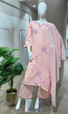 Pink FLORAL MOTIFS COTTON KURTA SET