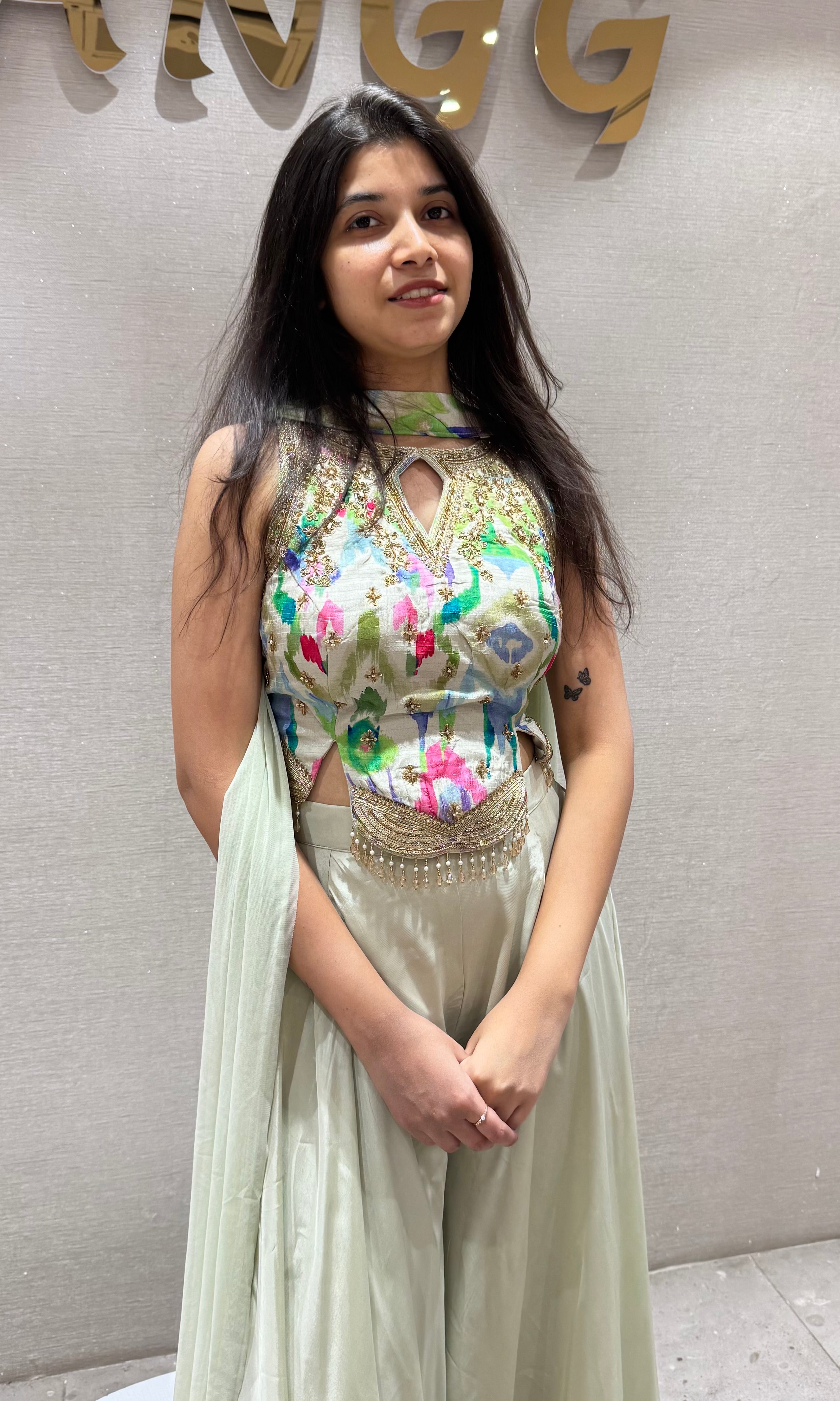 GREY Indo-Western fusion of flared palazzos