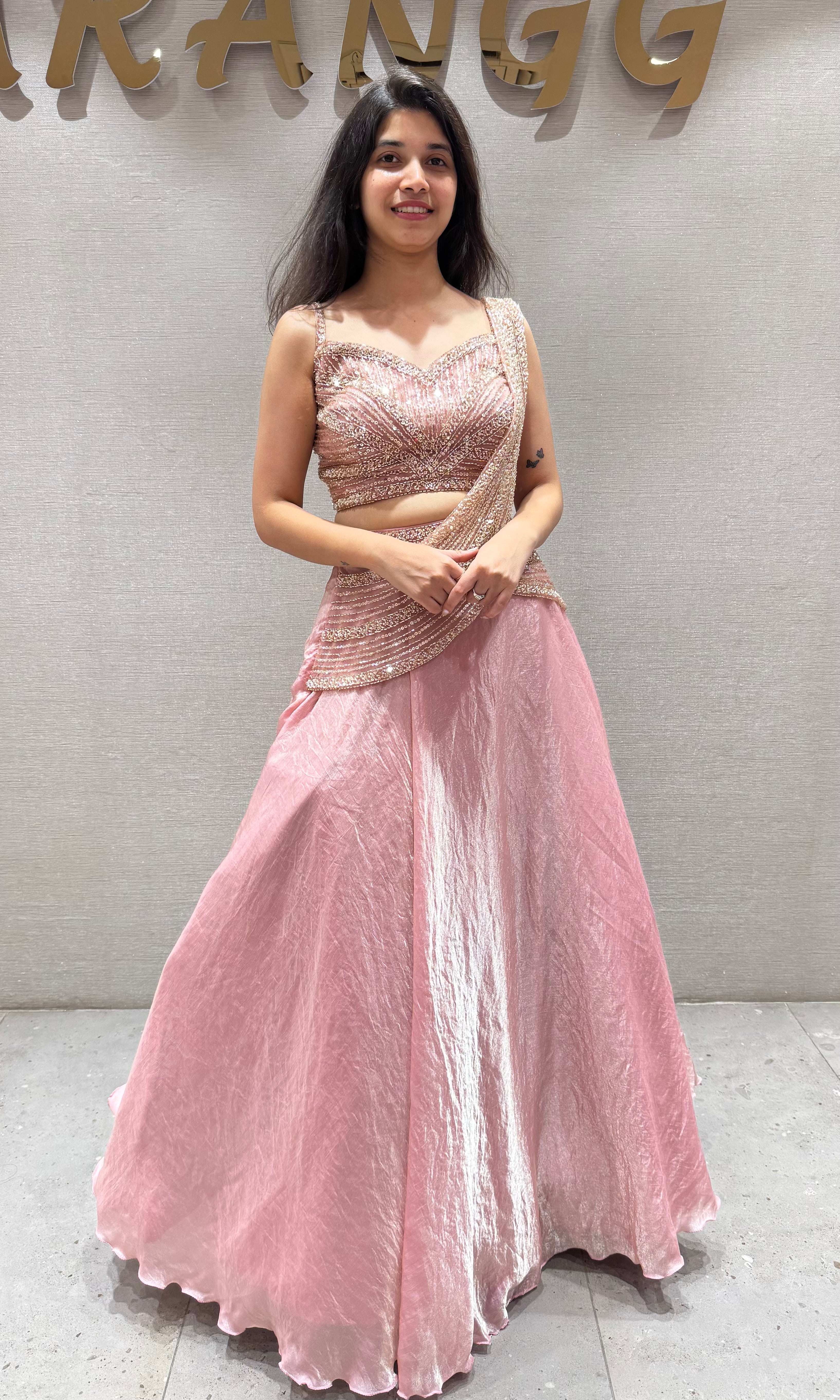 Baby pink LEHENGA WITH CORSET BLOUSE