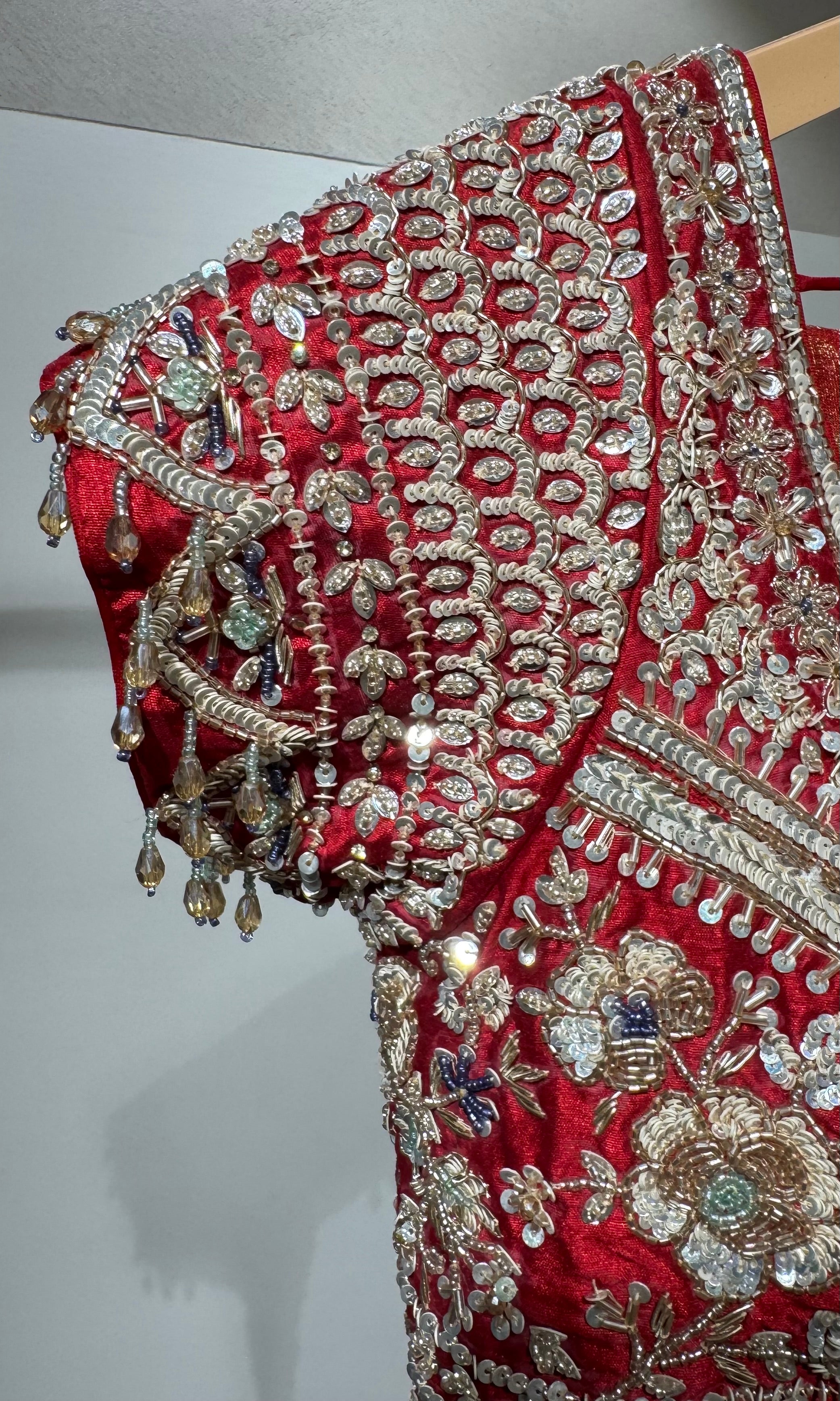 Red DESIGNED saree with EMBROIDERED blouse