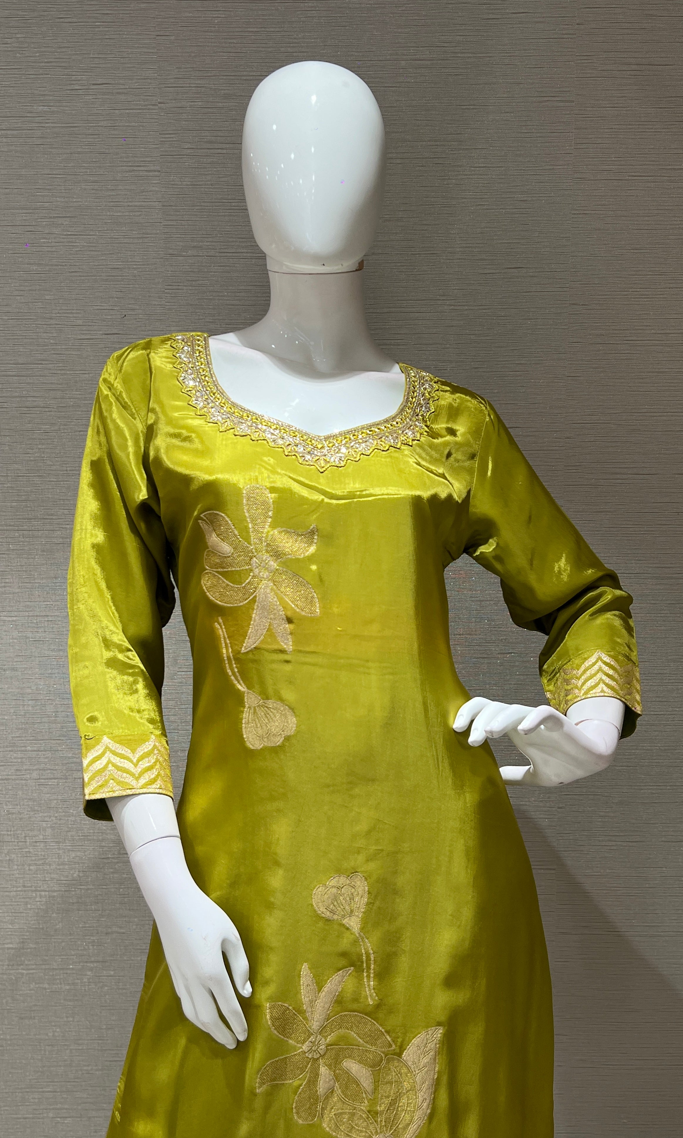 LIRIL Golden EMBROIDERED KURTA SET