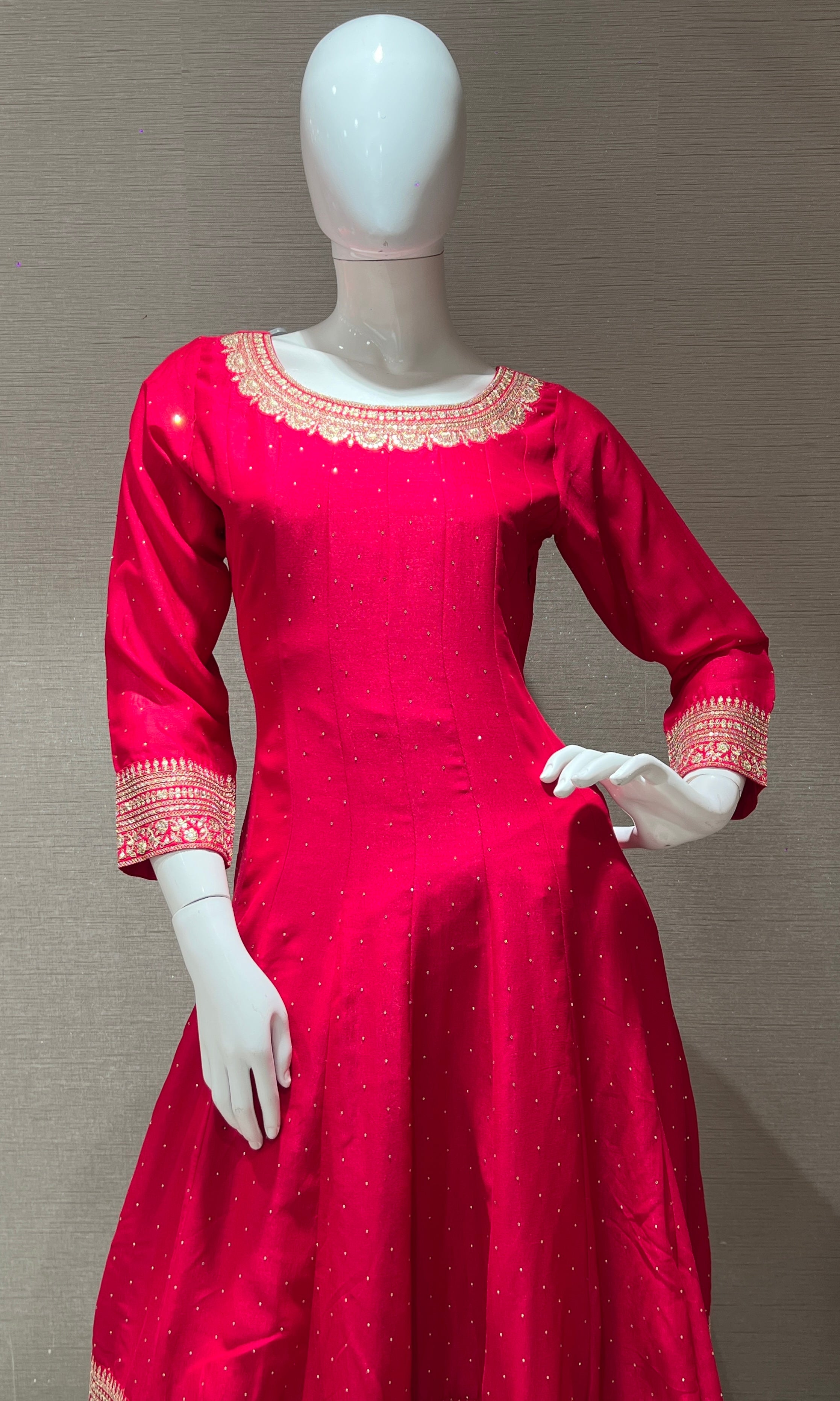 Pink Anarkali kurta set with palazzo pants