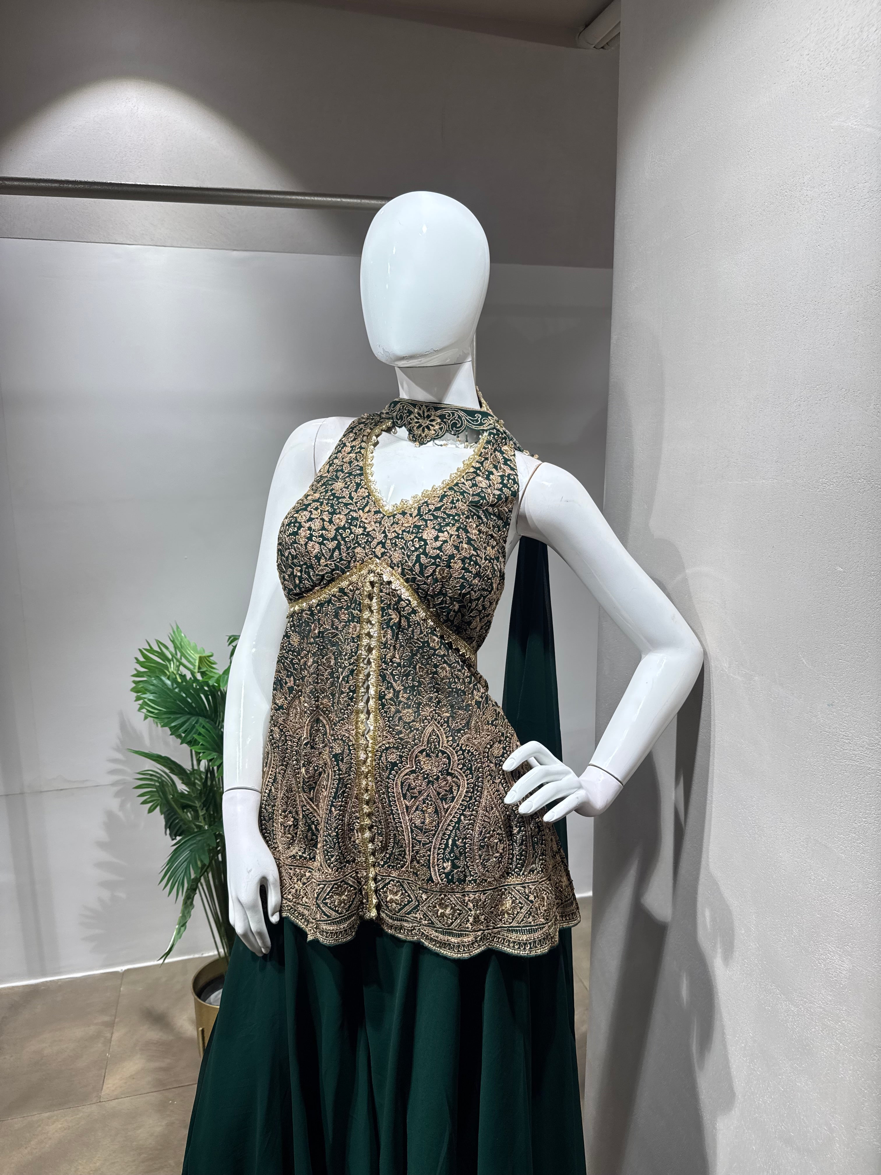green Golden Glow Palazzo Set