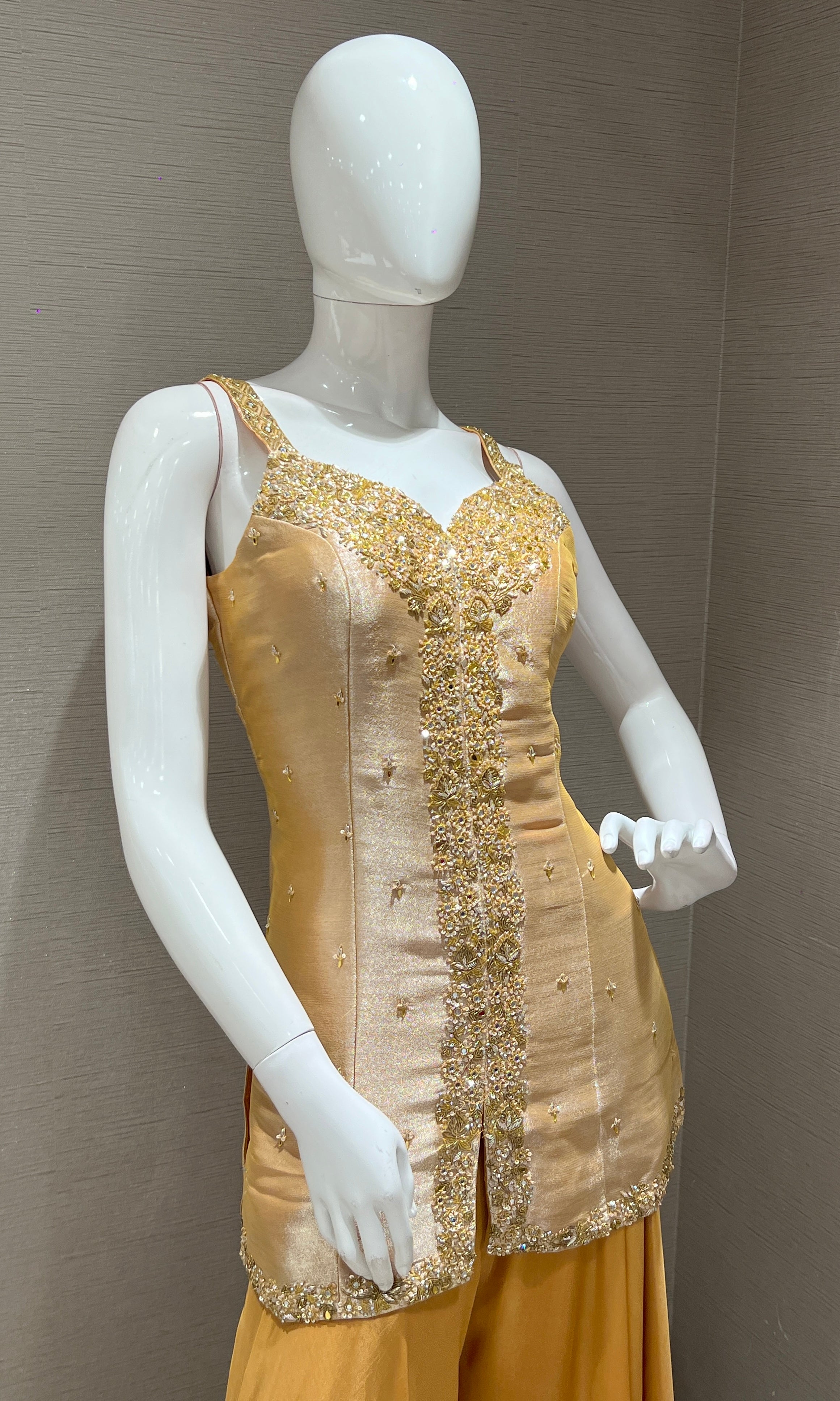 Mustard Yellow Embroidered Sharara