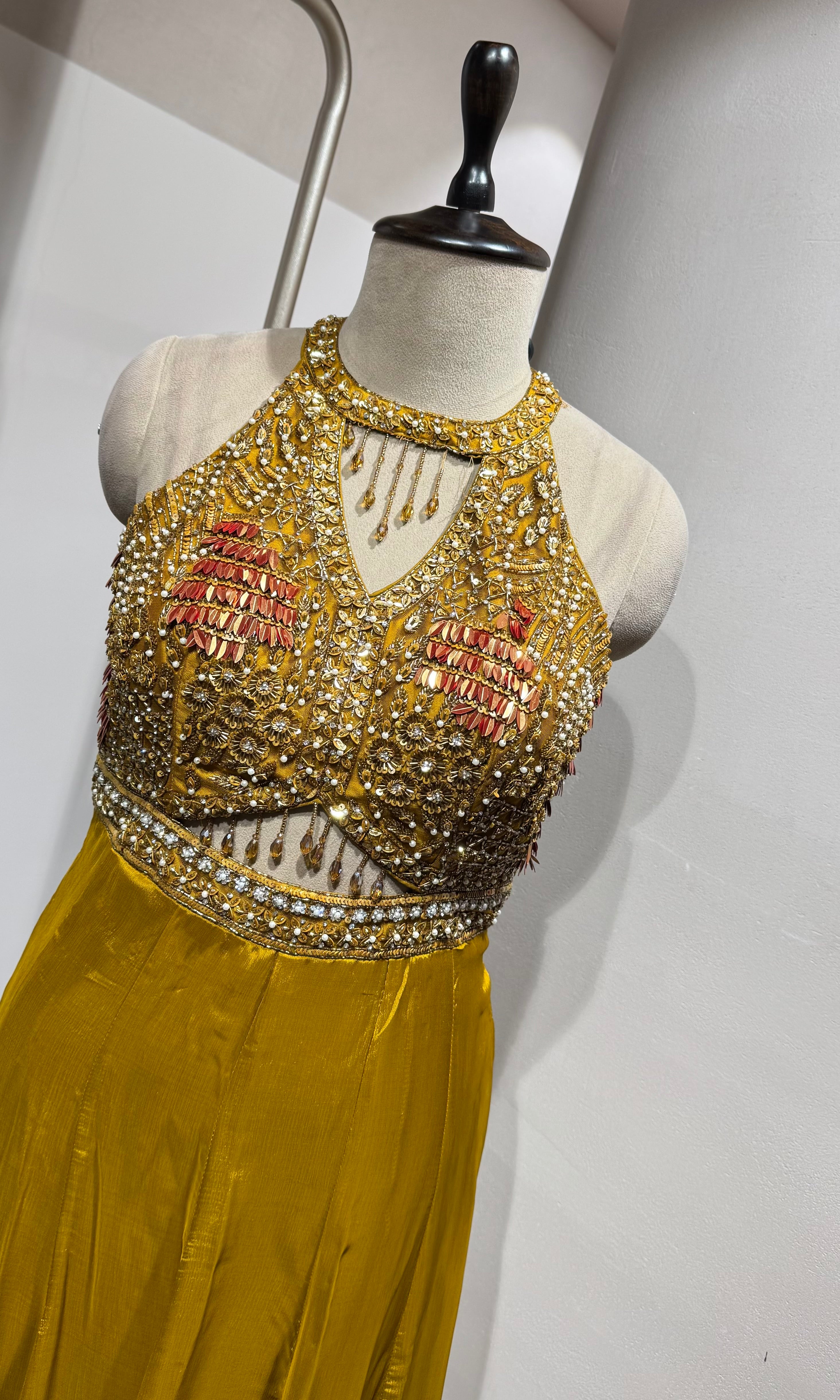 Mustard Party Wear Designer Indo-Western