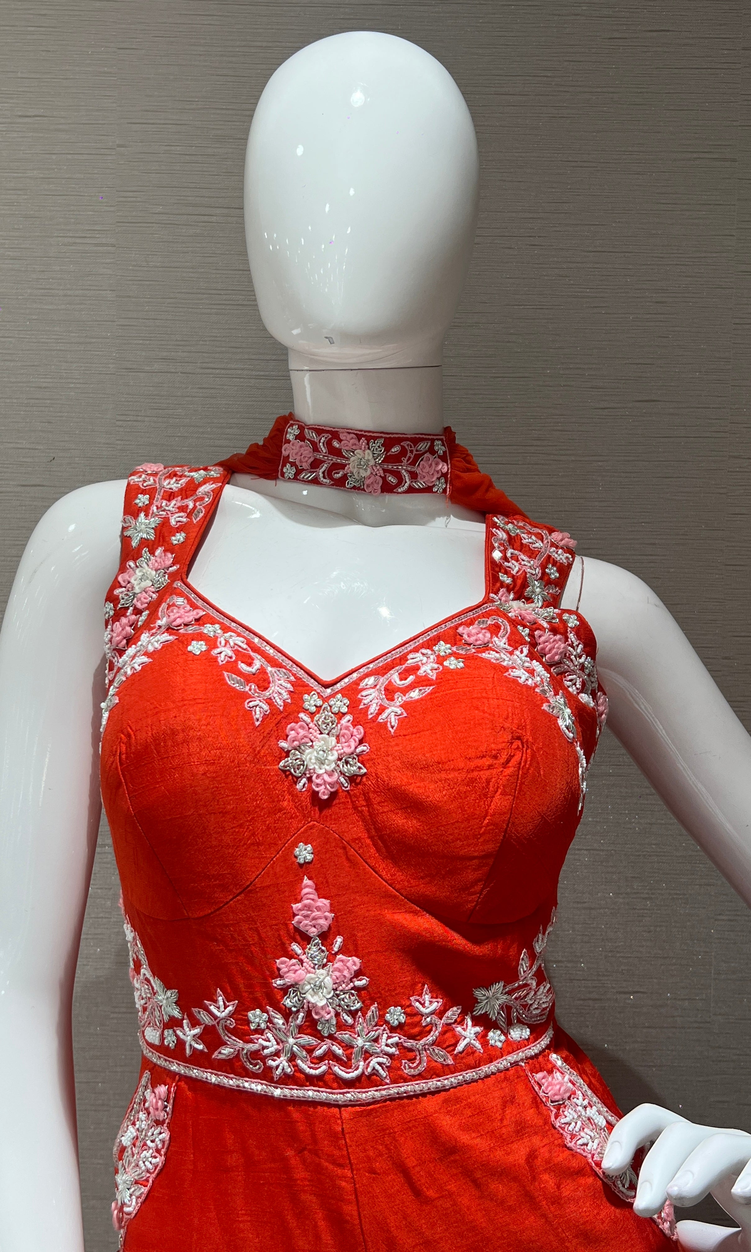 Rust Aura Embroidered Jumpsuit