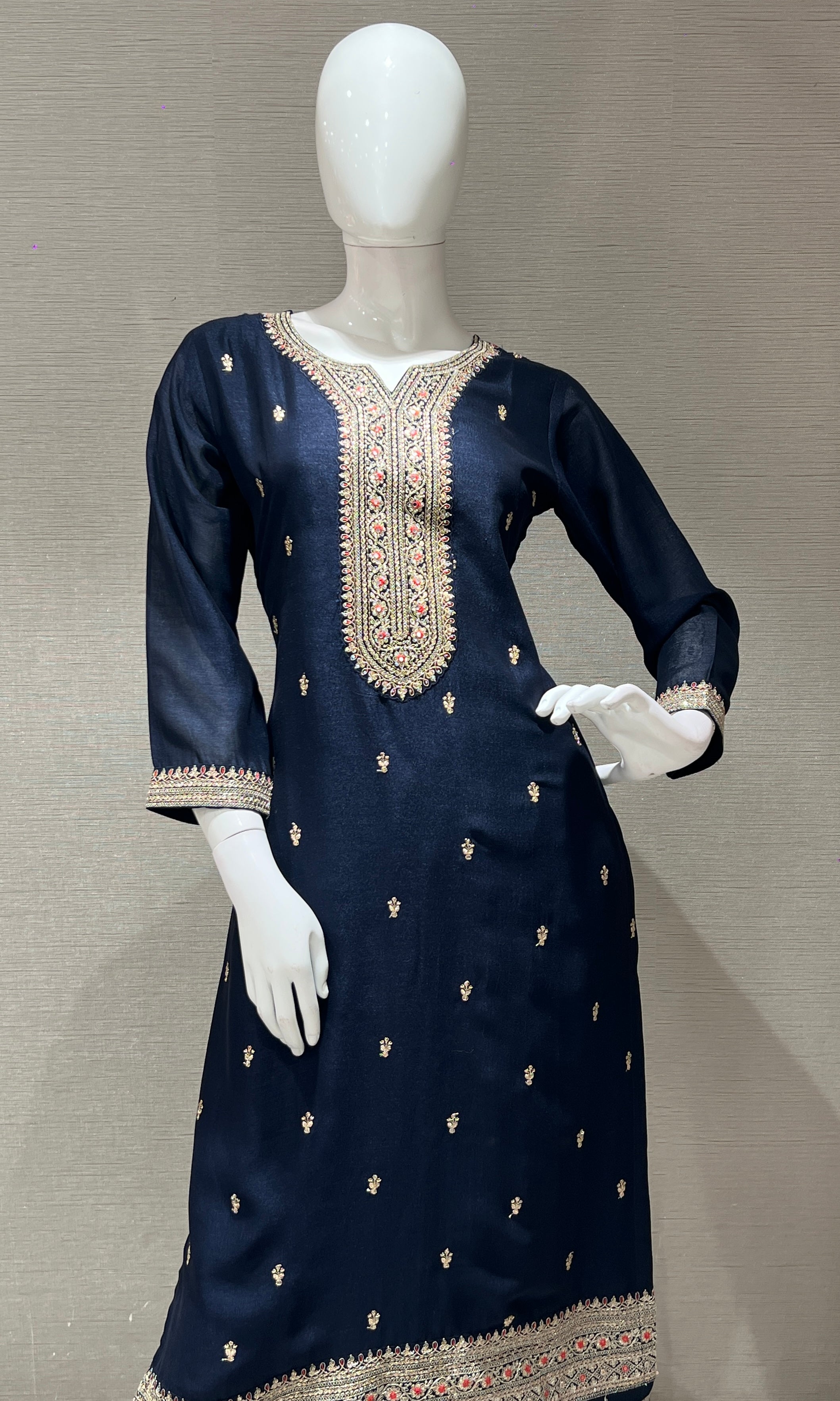 Navy blue GOLD EMBROIDERY kurta set