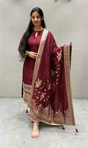 Maroon banarasi kurta set