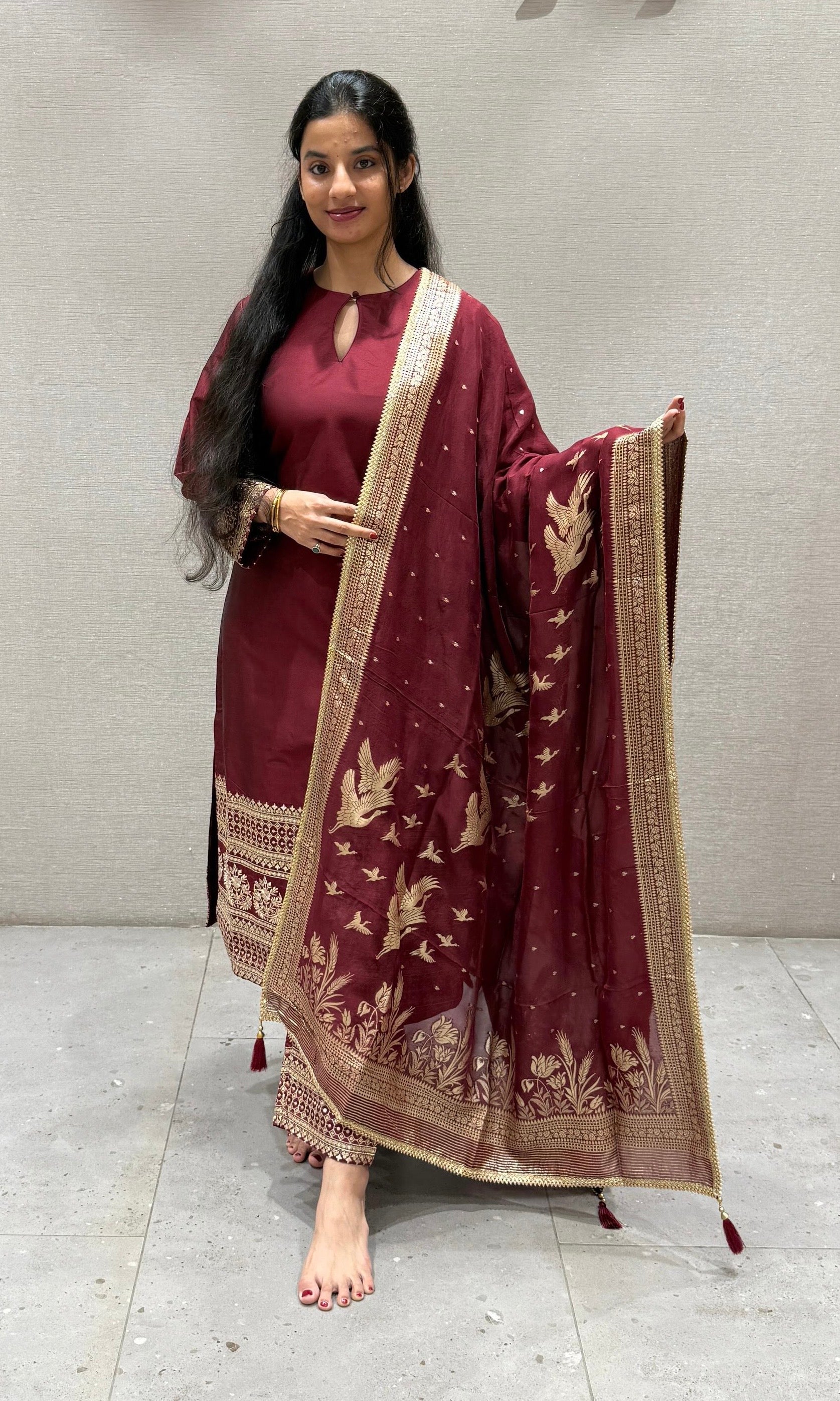 Maroon kurta set