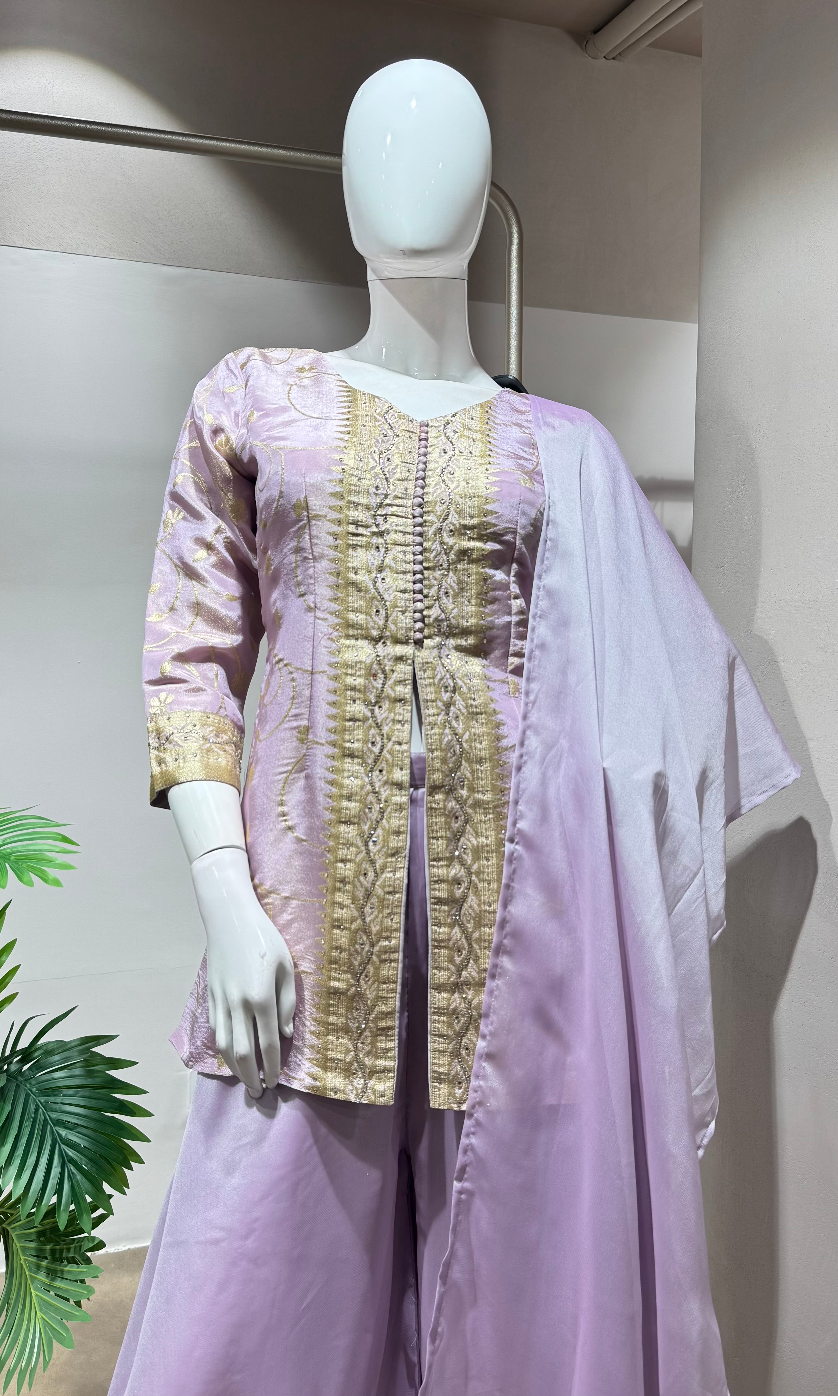 Lavender peplum palazzo set