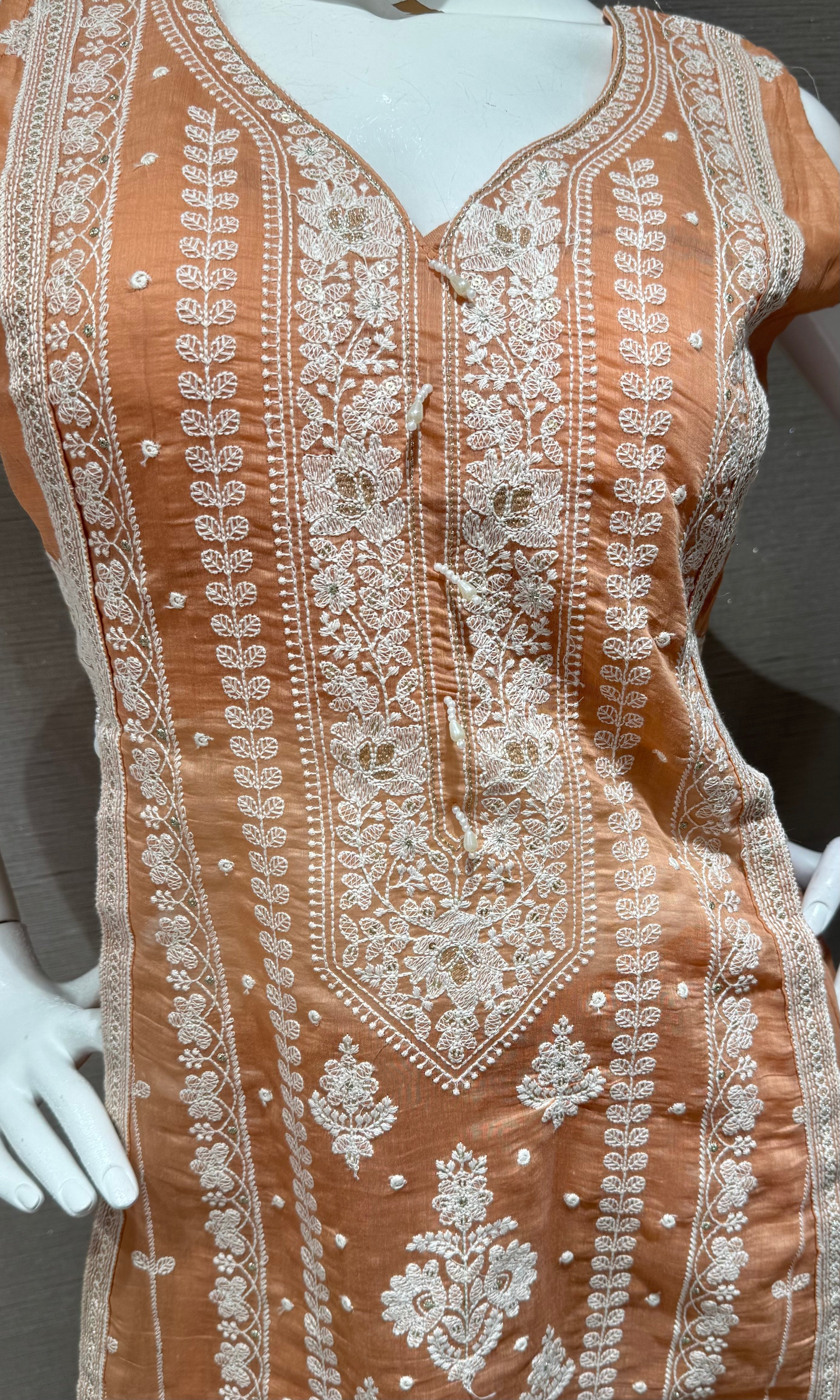 Dusty Peach Embroidered Ethnic Palazzoo Set