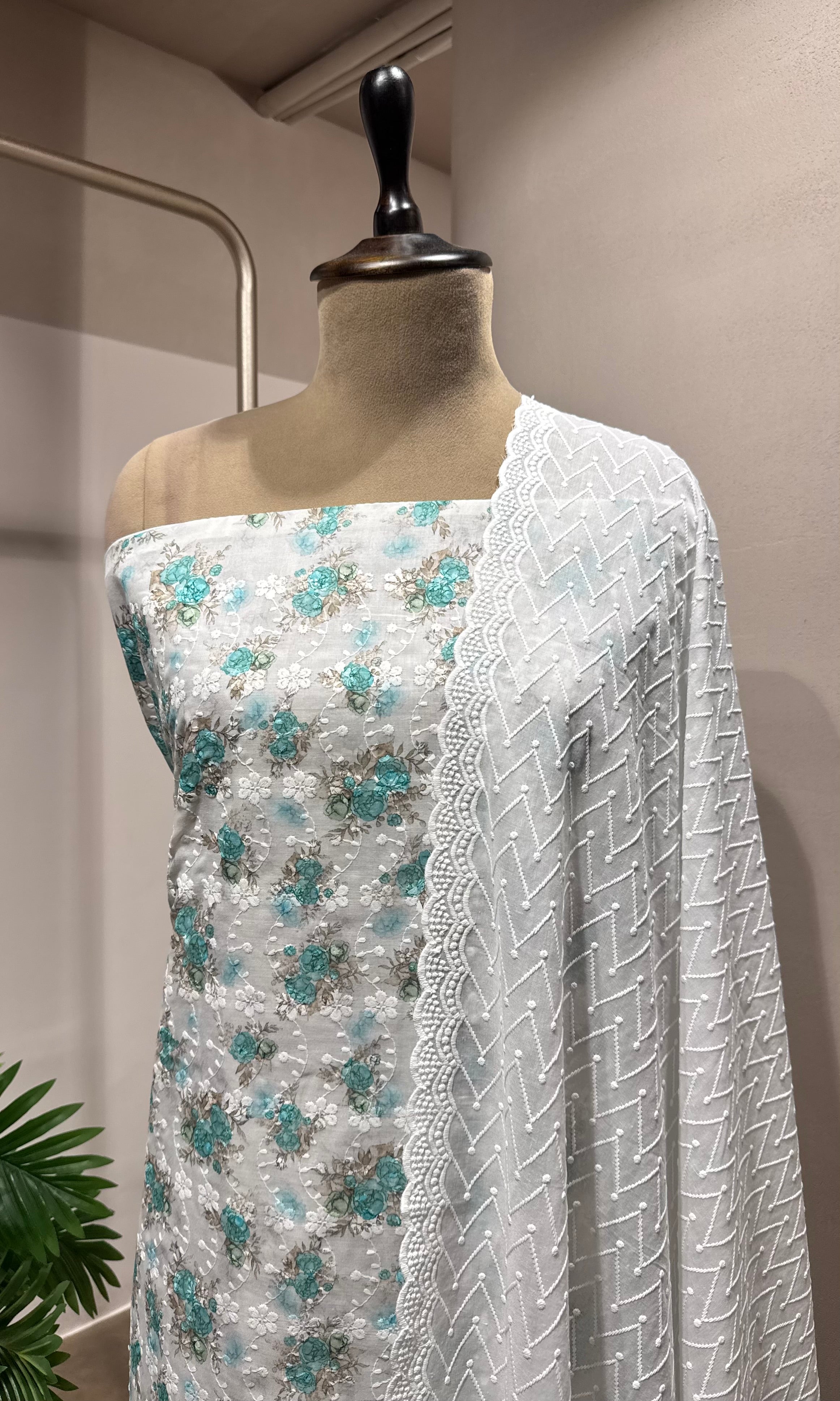 BLUE Floral dress material