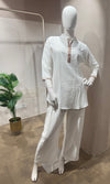 Cream golden neckline cord set