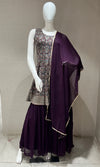 purple embroidery peplum SHARARA SET