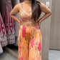 Peach palazzo and croptop with neck dupatta