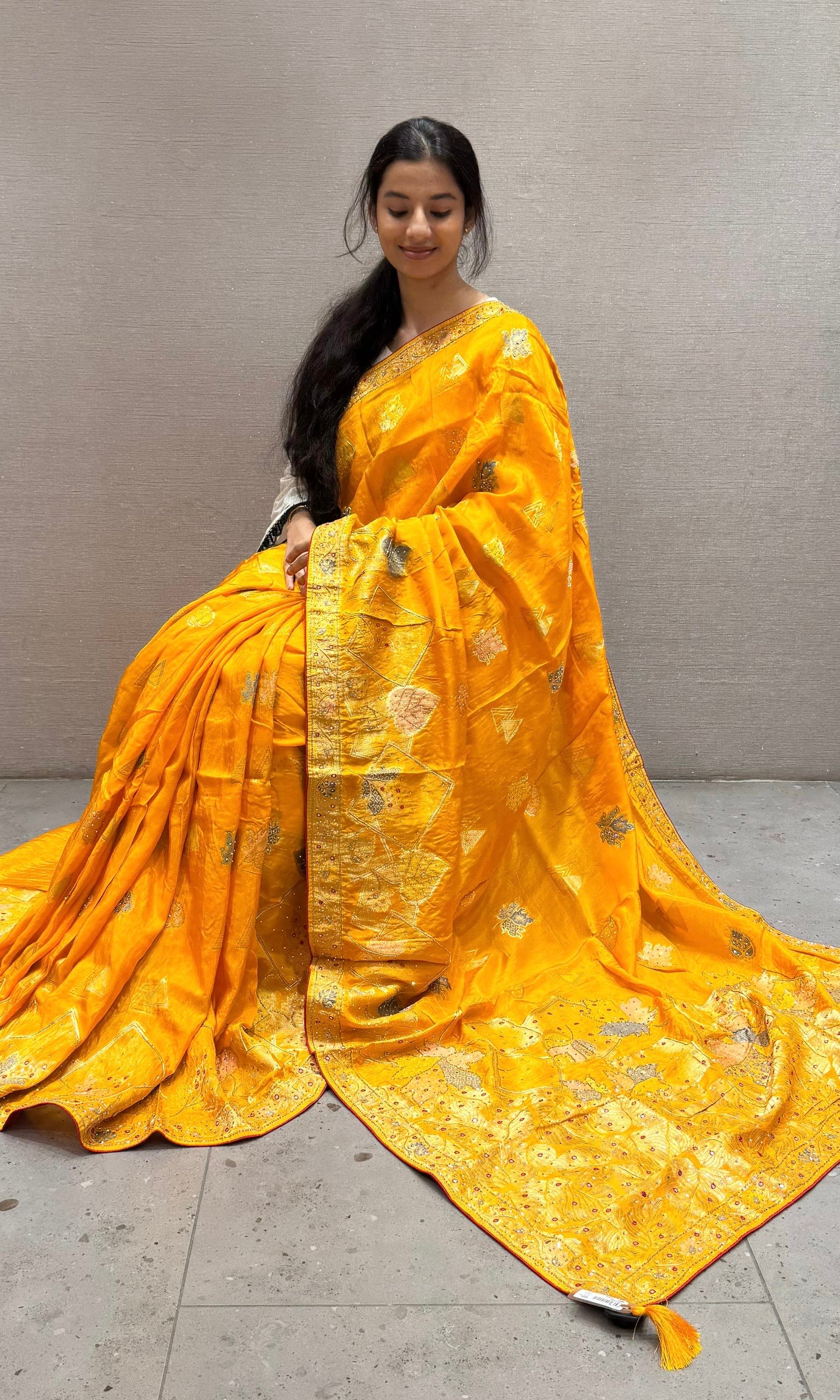 Gold Yellow Banarasi saree