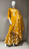 Mustard yellow FLORAL kurta set WITH PALAZZO PANTS