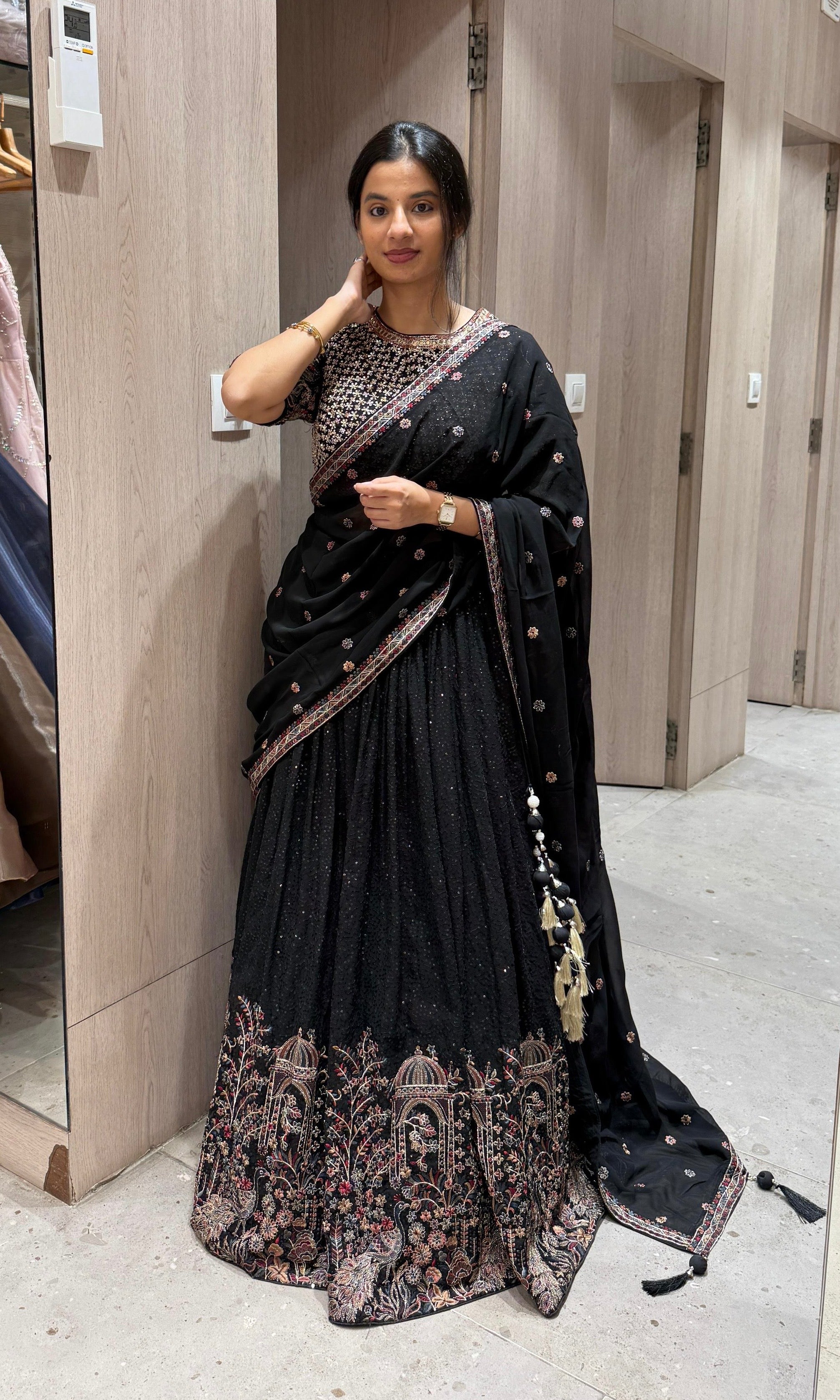 Elegant Black embellished Lehenga