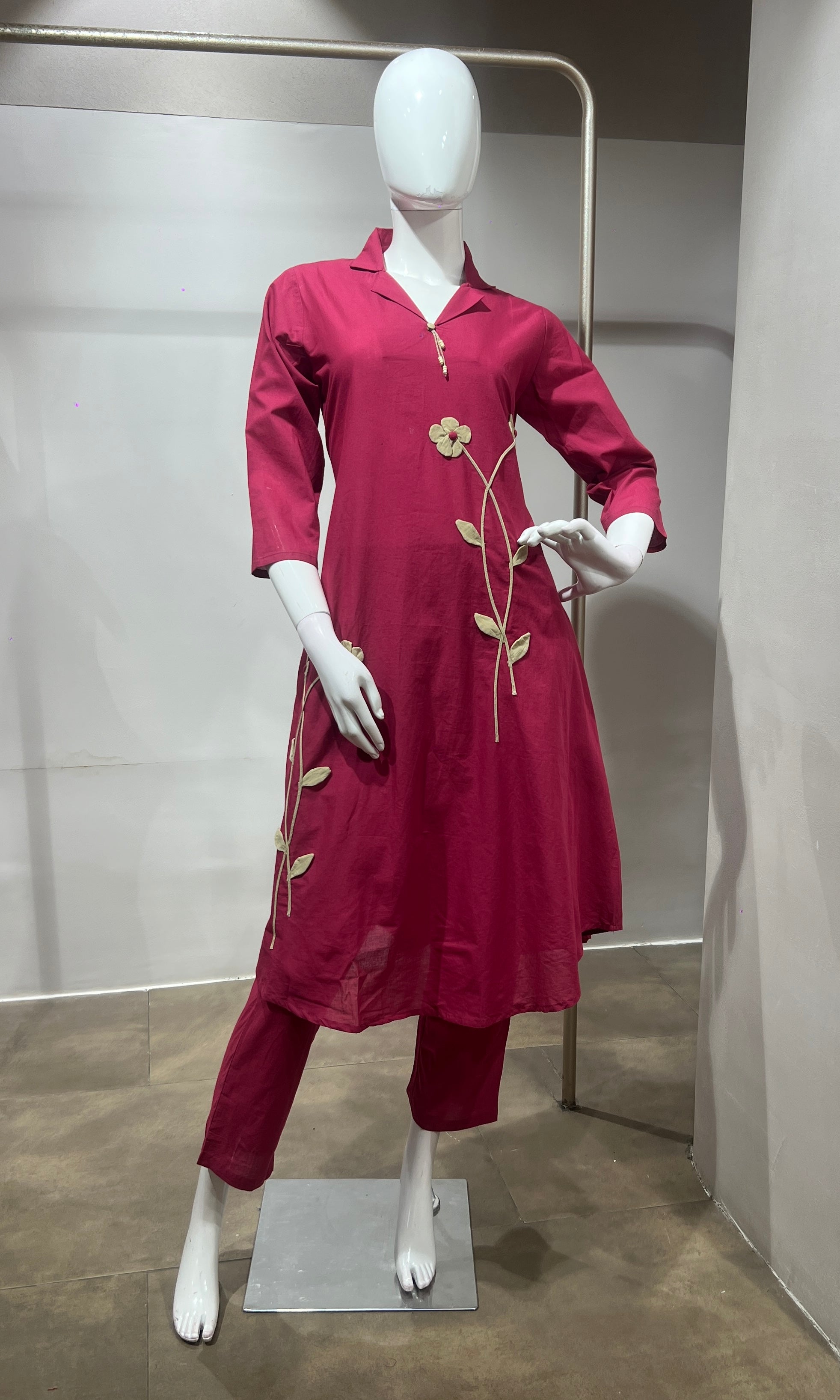 Deep Pink Cotton Silk Ethnic Cord Set