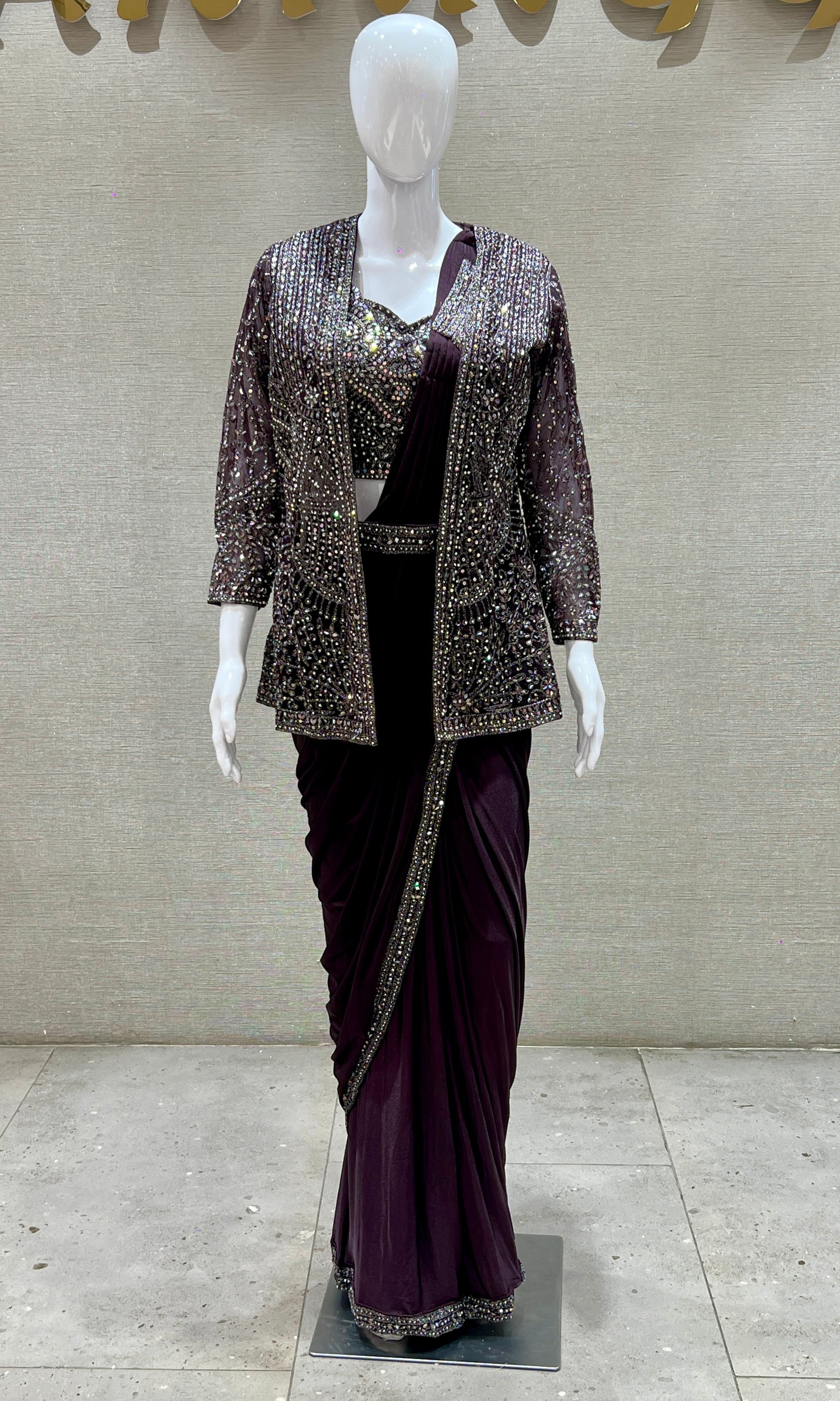Wine one minute saree