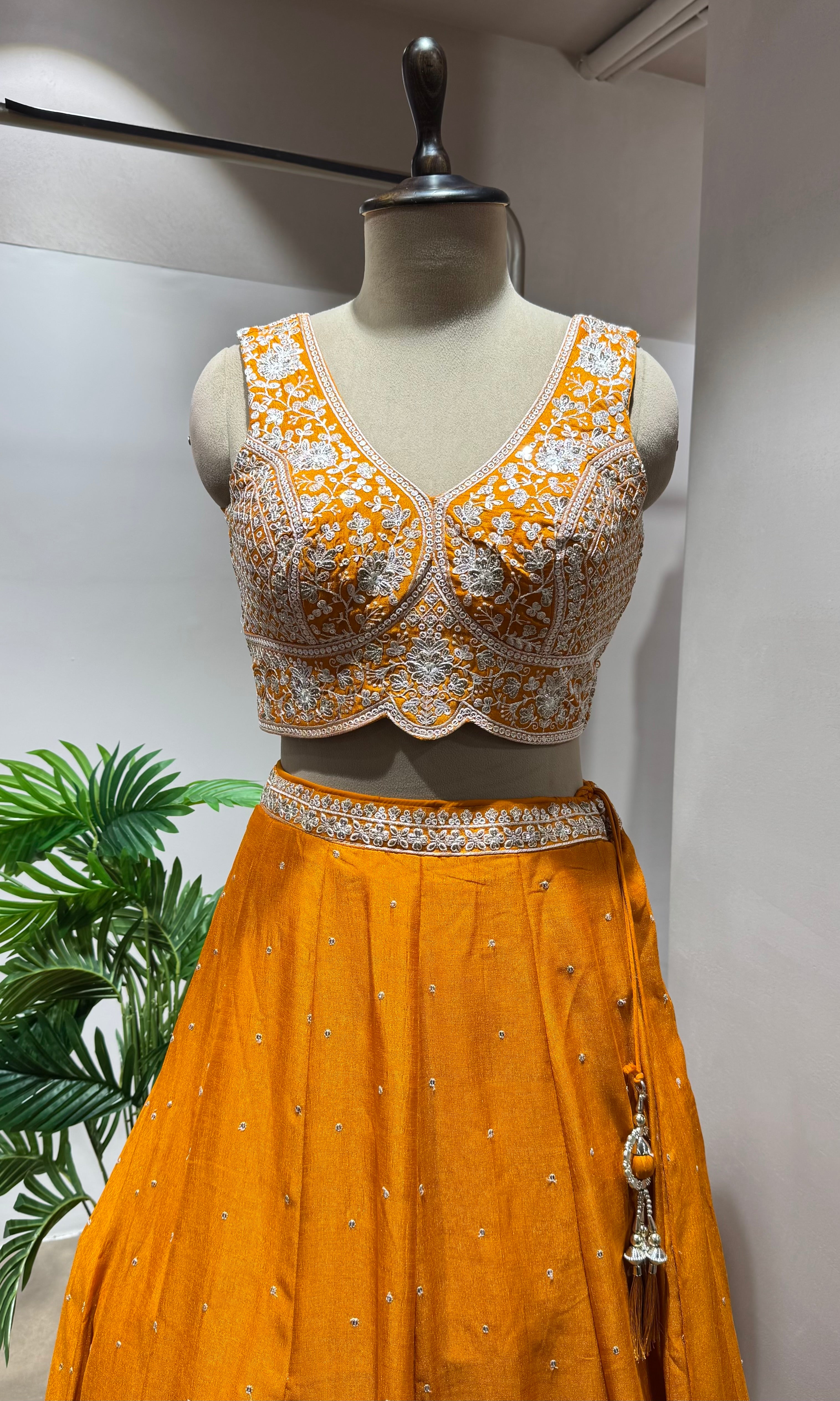 Orange Lehenga set with Blouse & Dupatta