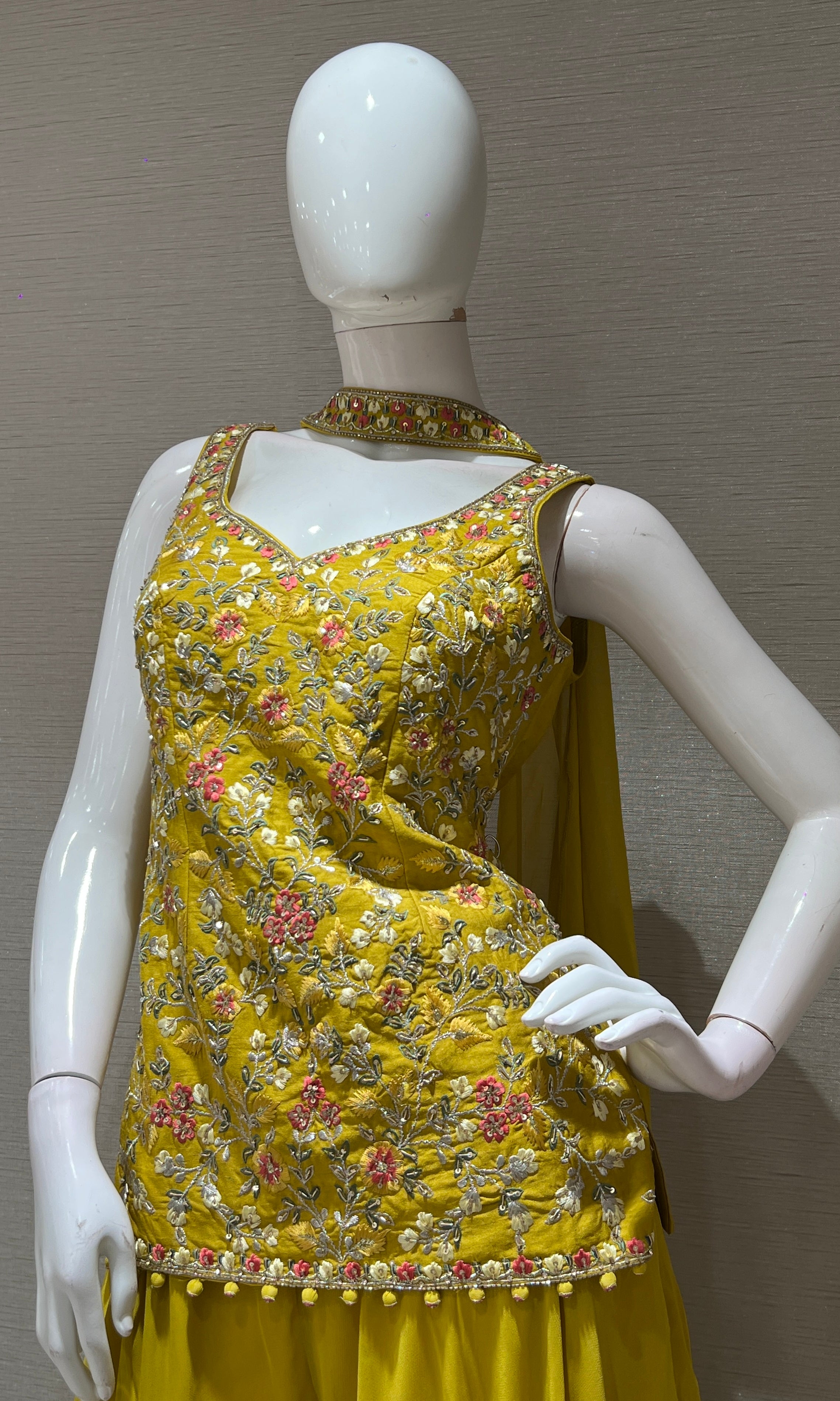 Yellow FLORAL PEPLUM palazzo SET