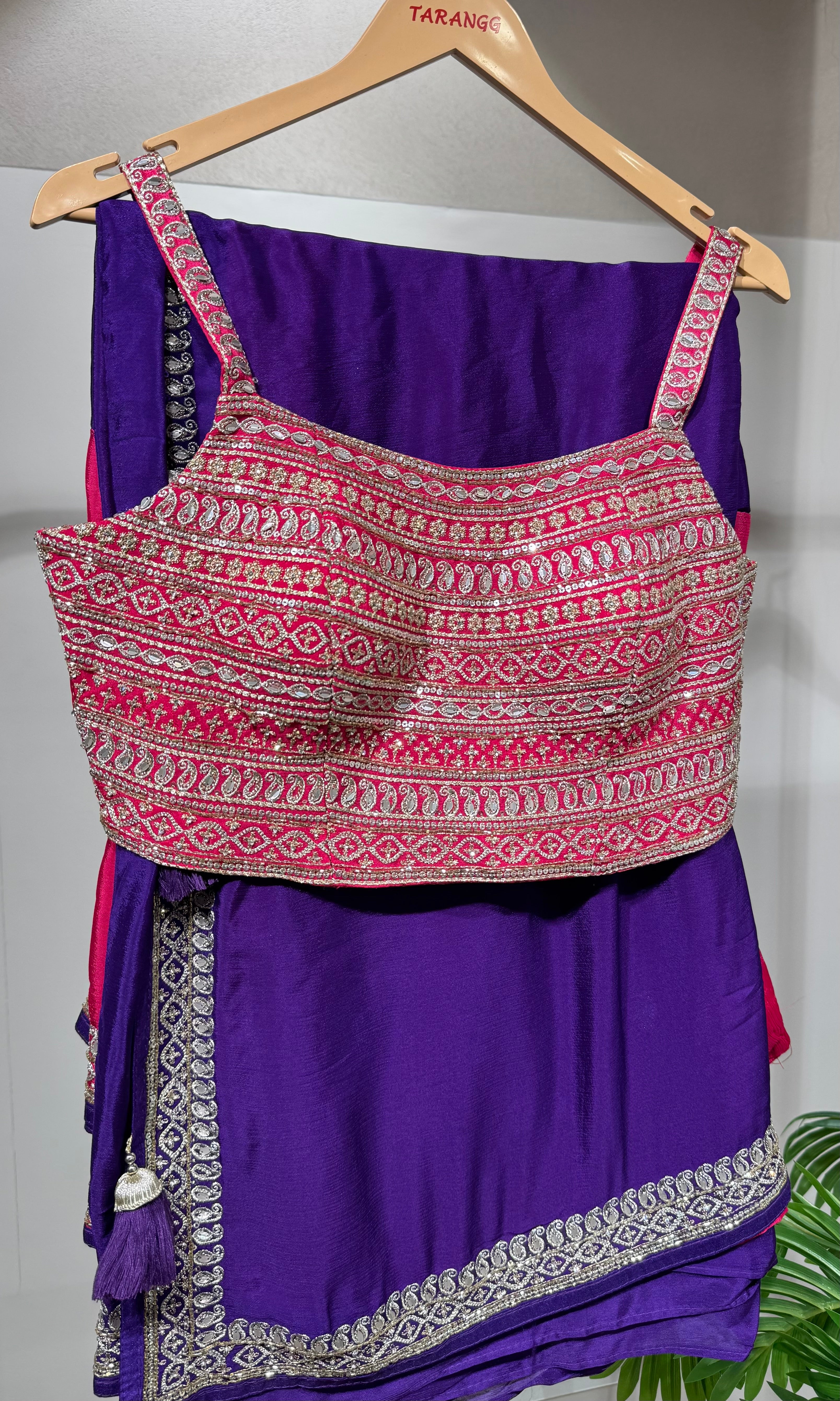 Purple saree with EMBROIDERED blouse