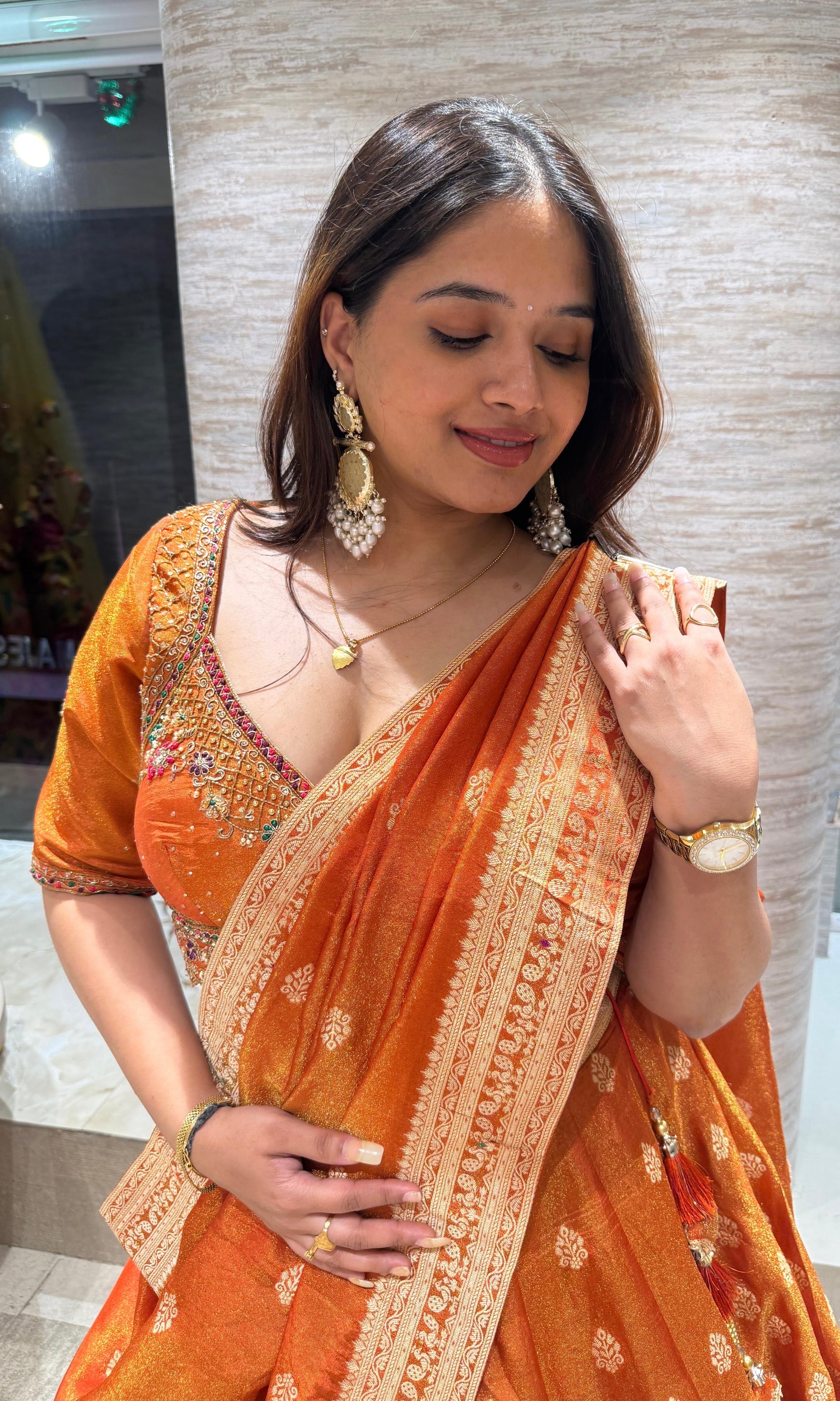 Rust Golden BANARASI EMBROIDERED Lehenga