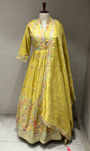 Light Yellow Embroidery Anarkali Long Gown