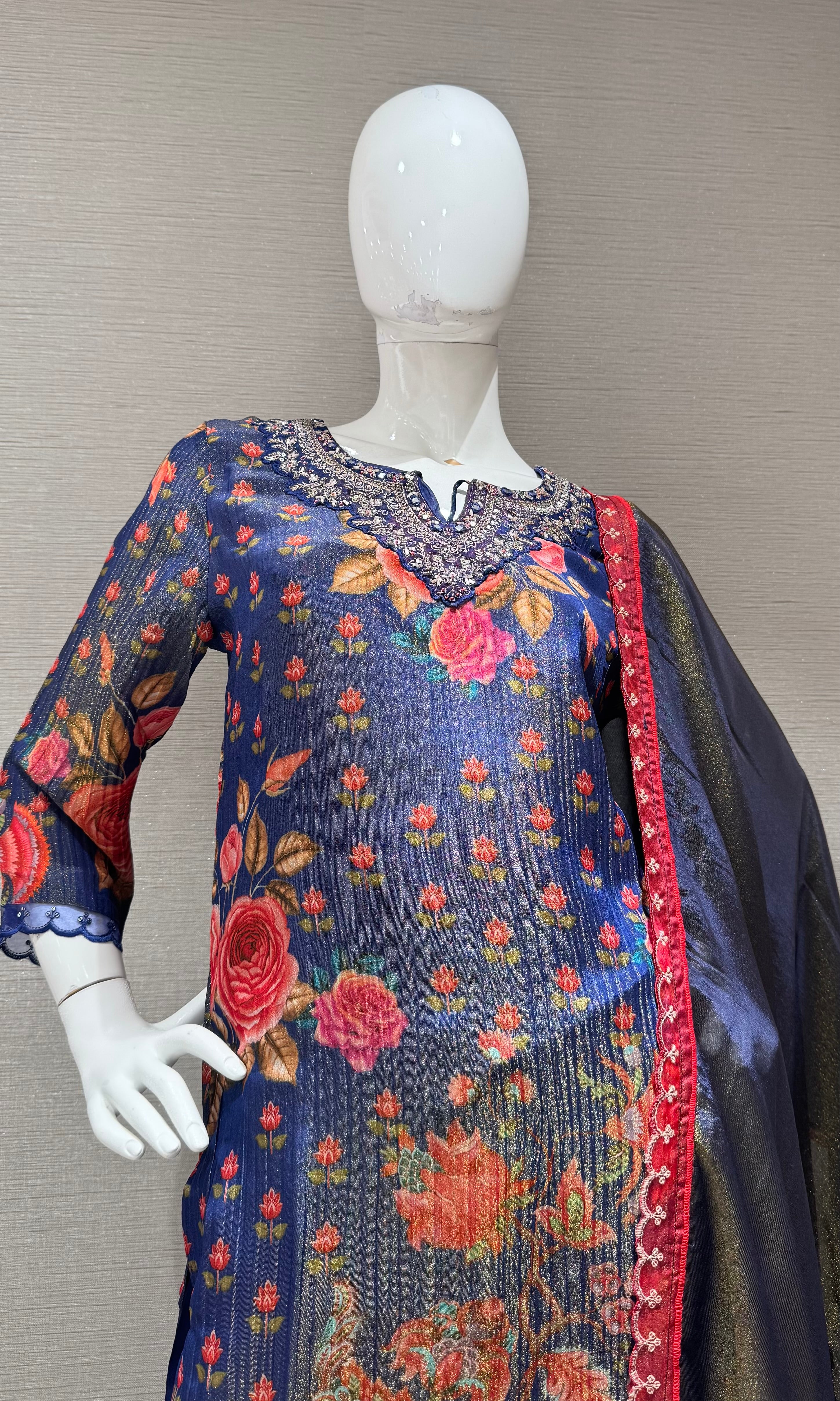 Purple Floral printed kurta set